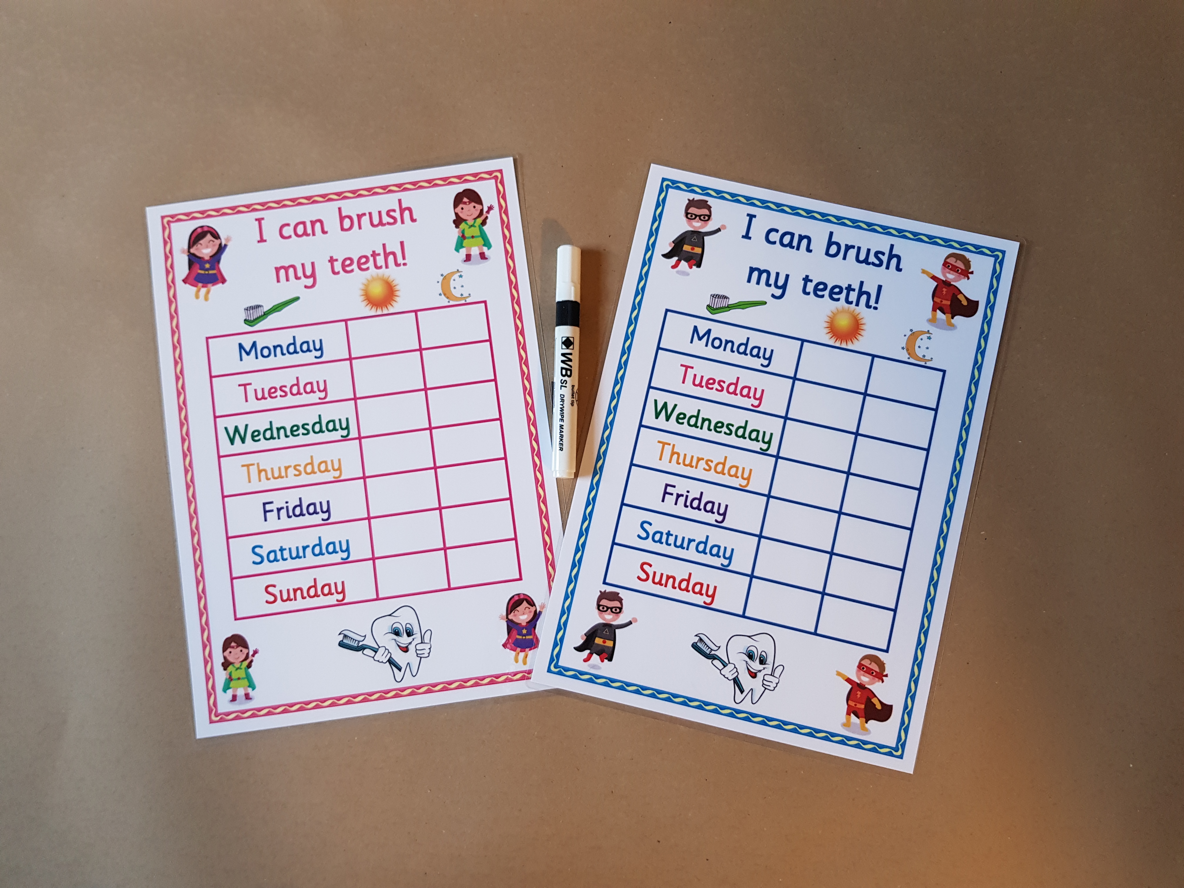 Teeth Brushing Reward Chart - Superhero design