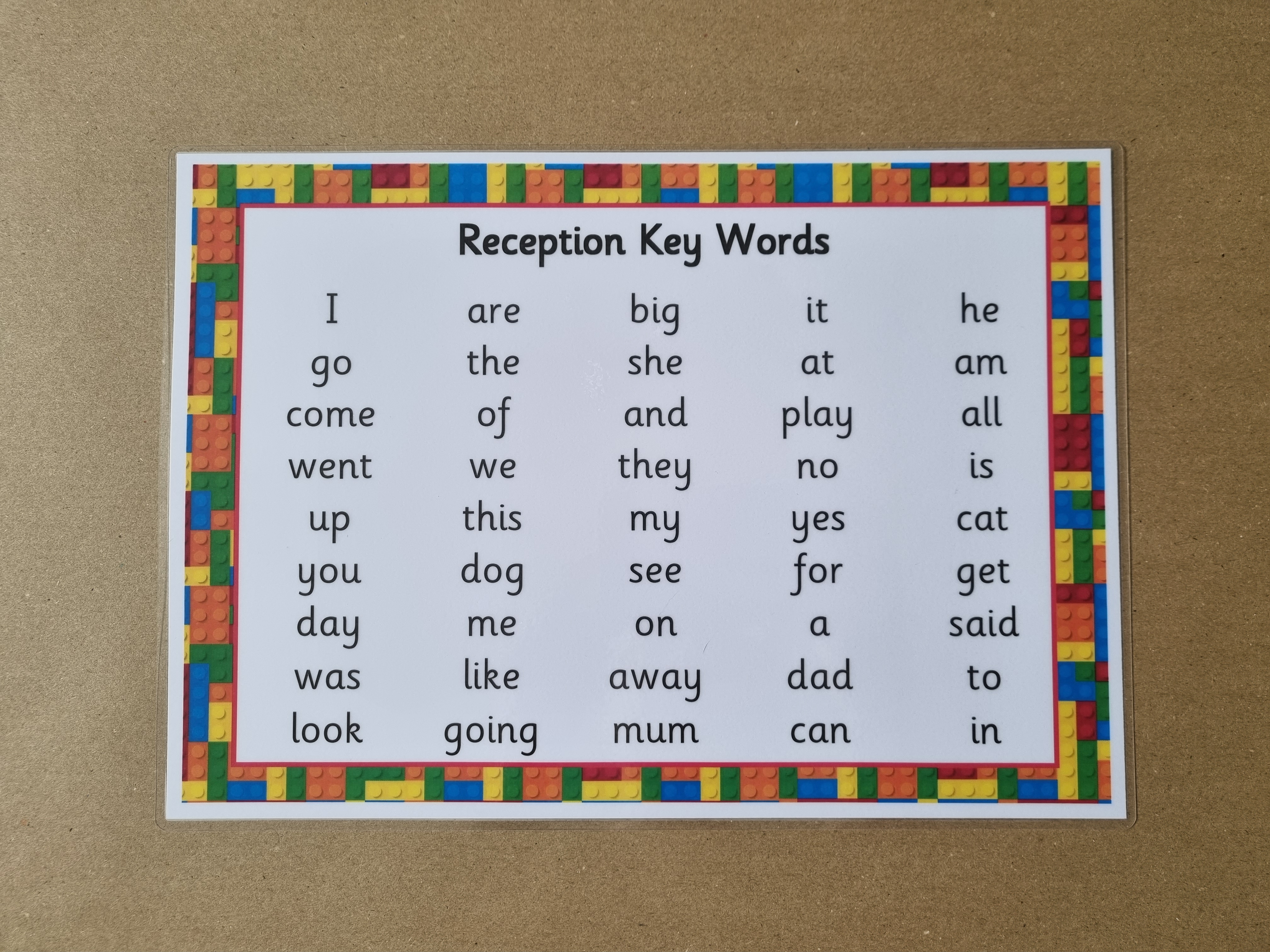 Reception key word poster 