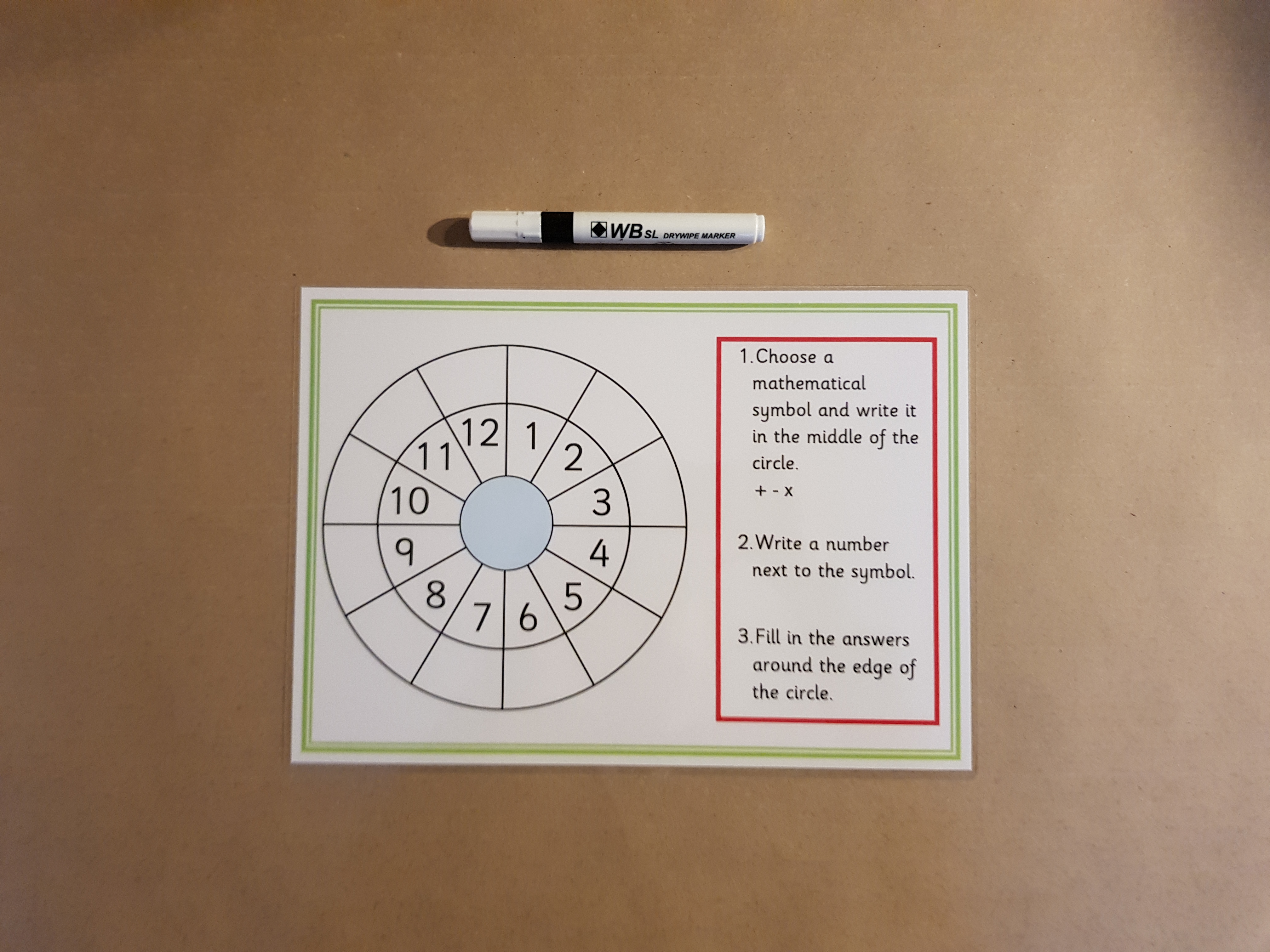 Numeracy Target Circle, Addition, Subtraction, Multiplication, Reusable Worksheet