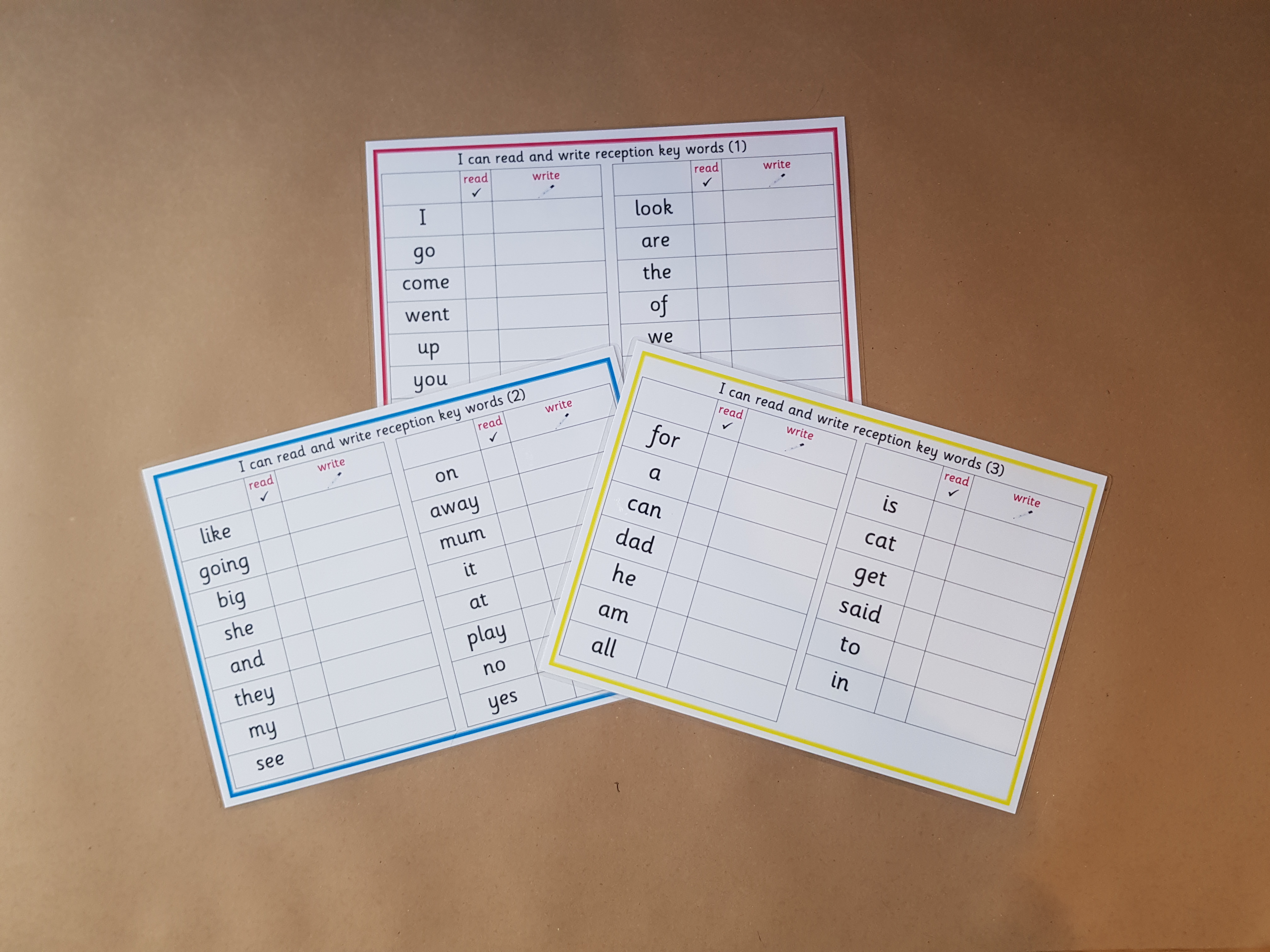 I can Read and Write Reception Key Words
