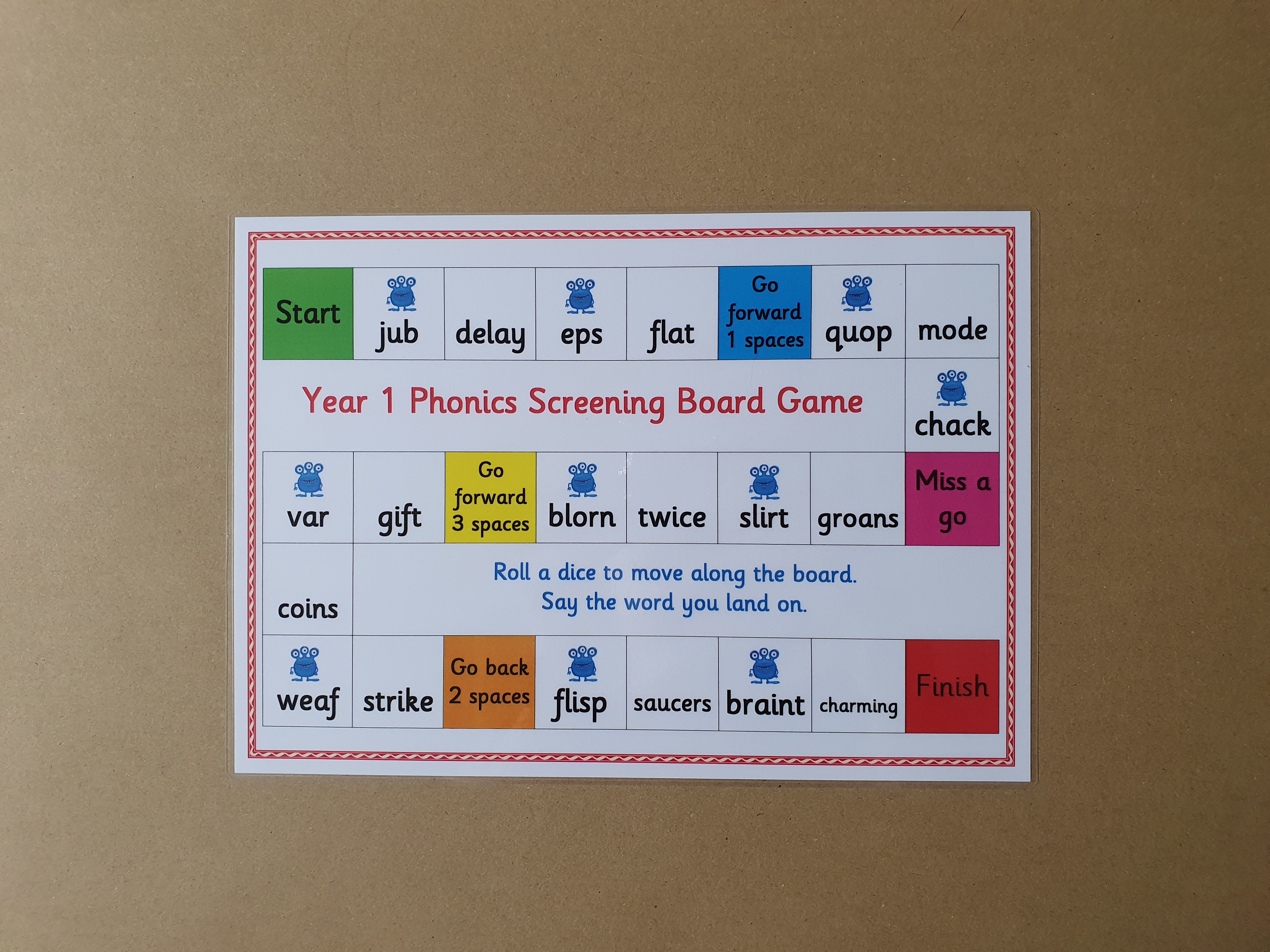 Year 1 phonics screening board games 
