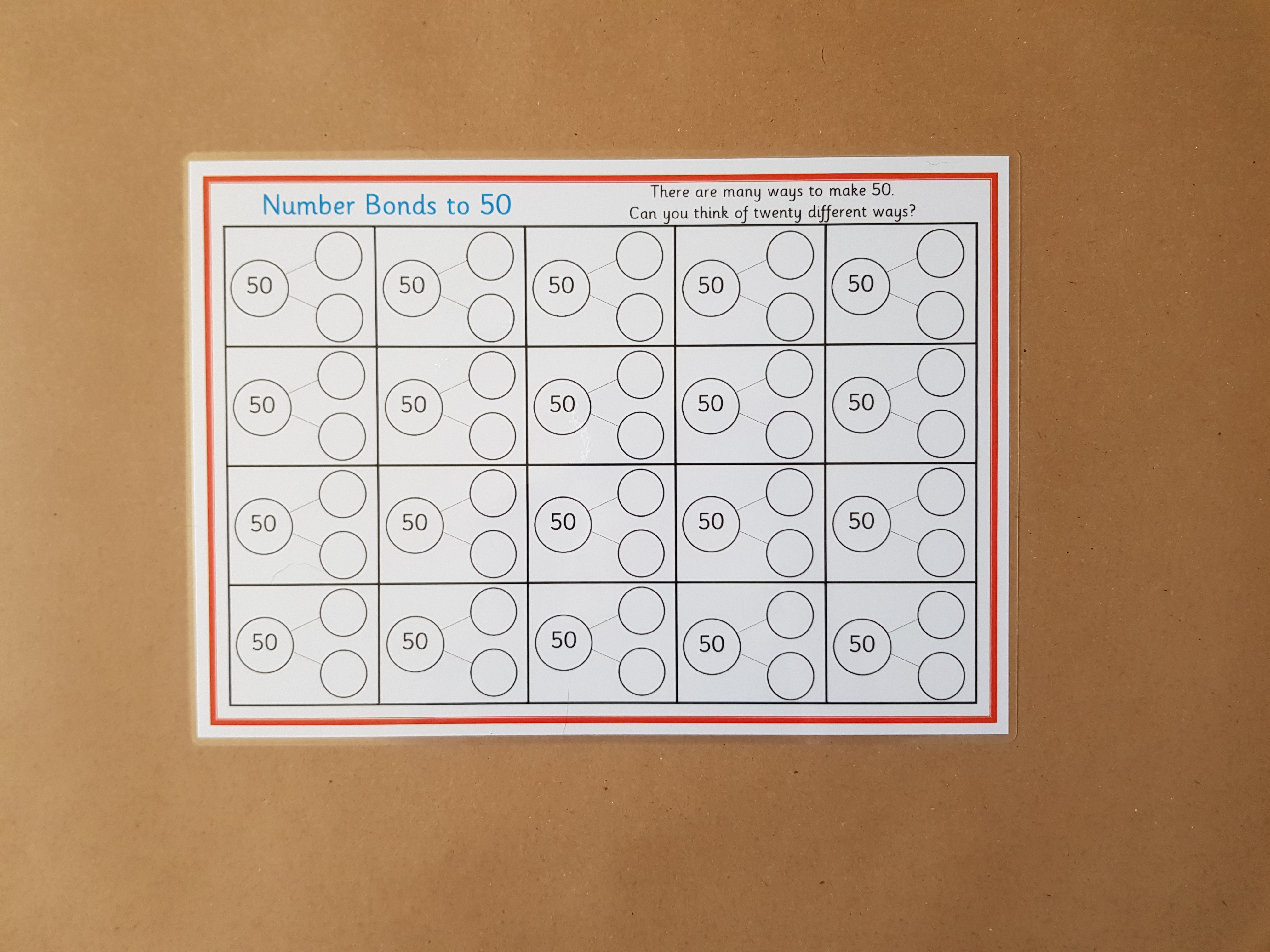 Numbers bonds to 50 worksheet