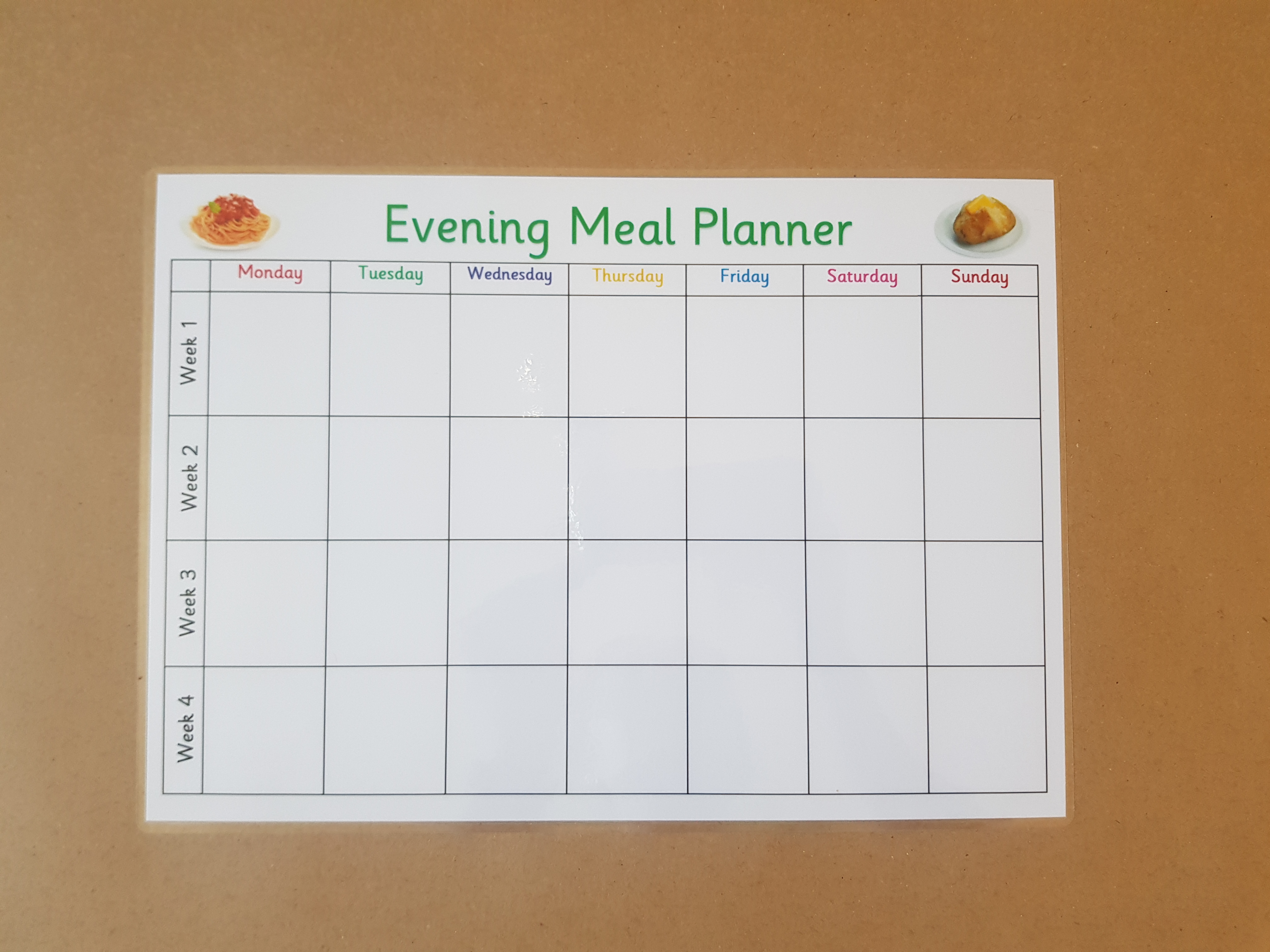 Evening Meal Planner - 4 weeks