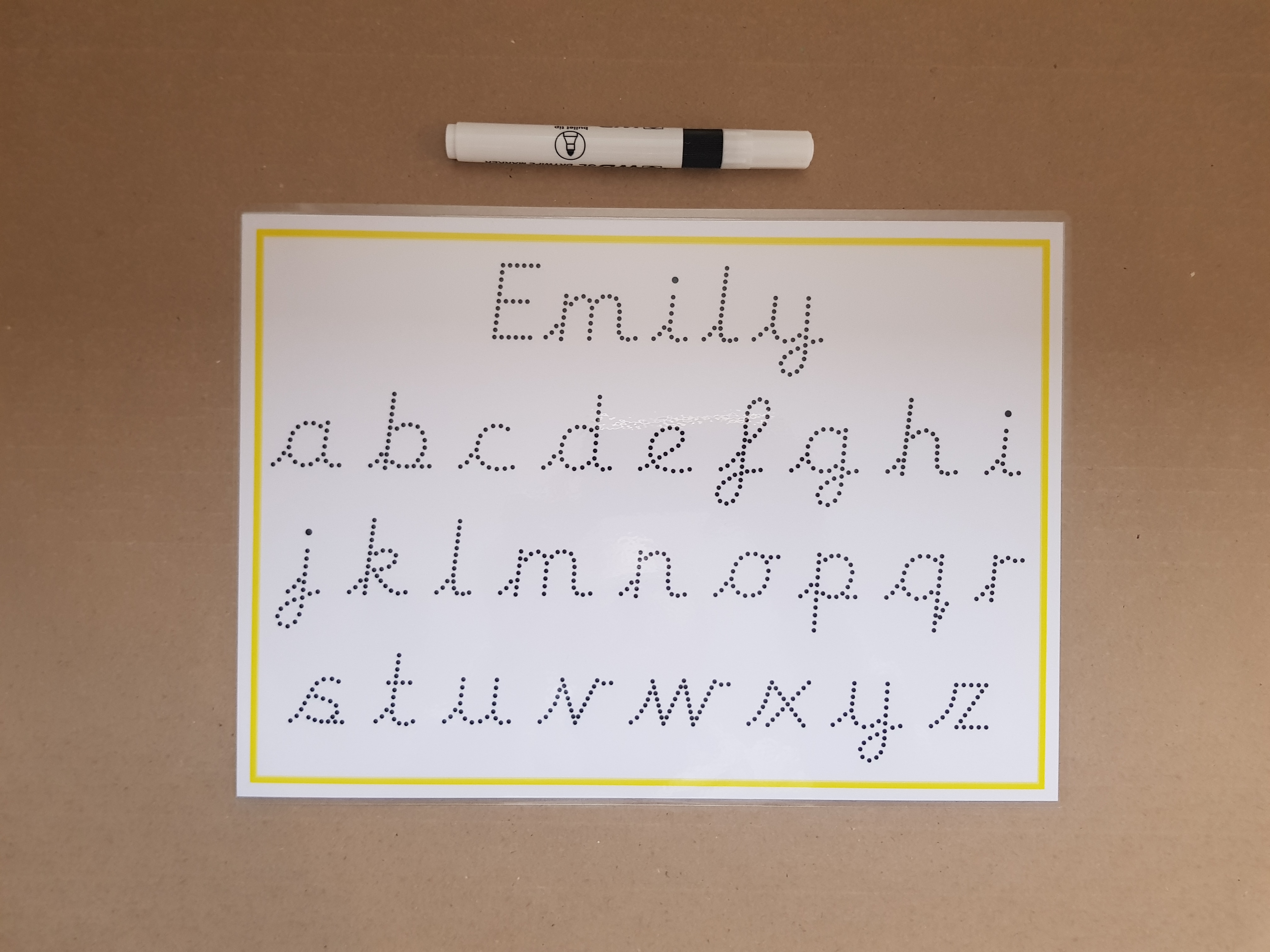 Personalised name and letters - cursive font - formation mat and dry wipe pen