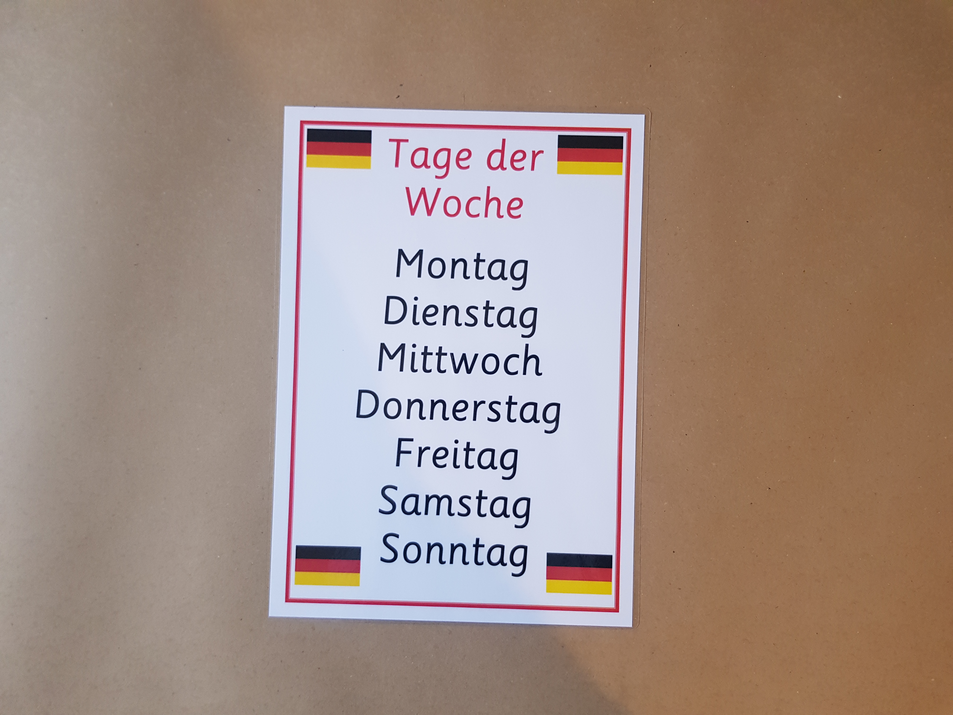 German Days of the Week and Months of the Year Poster
