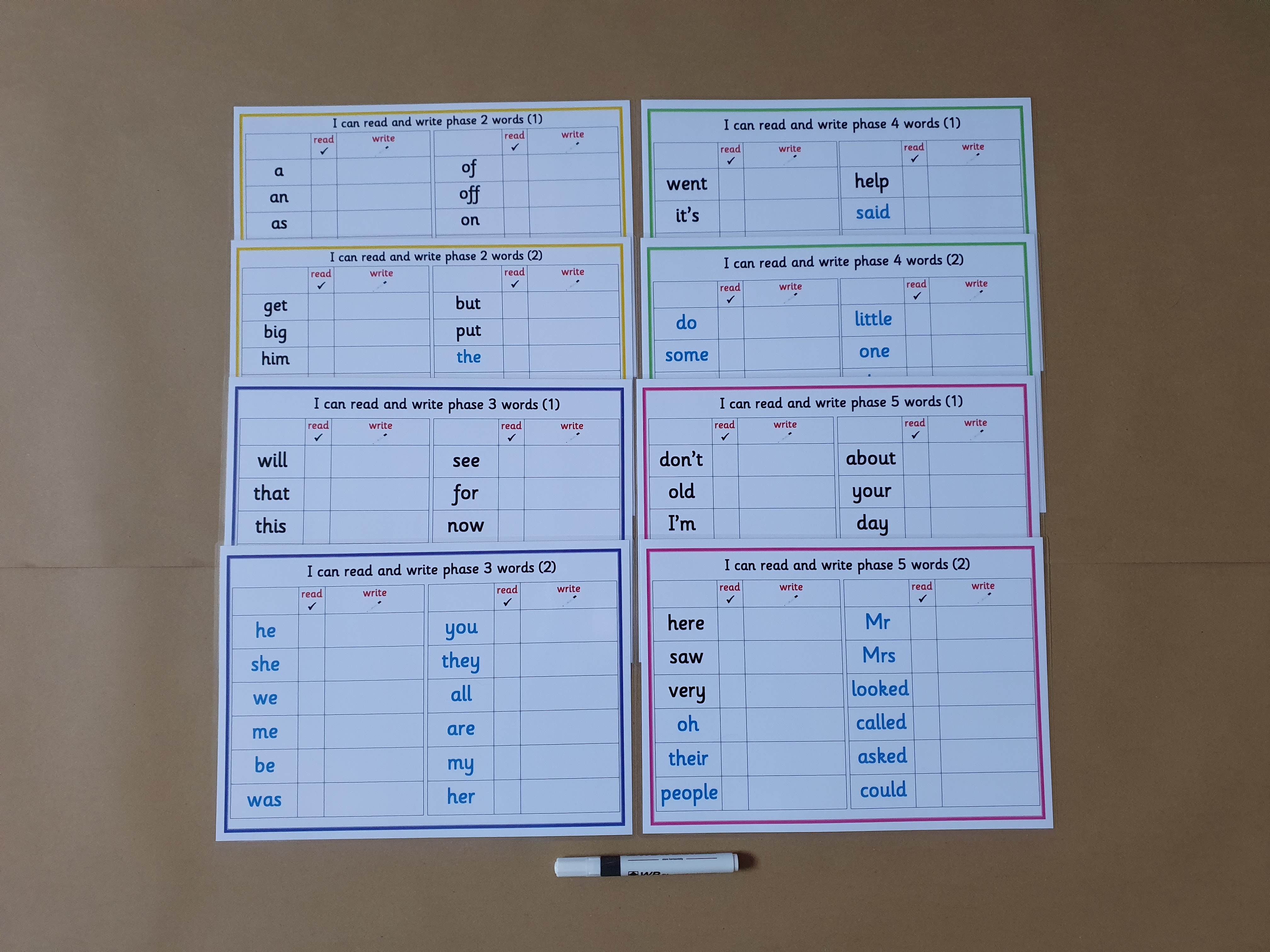 I can read and write high frequency words - phase 2 -5