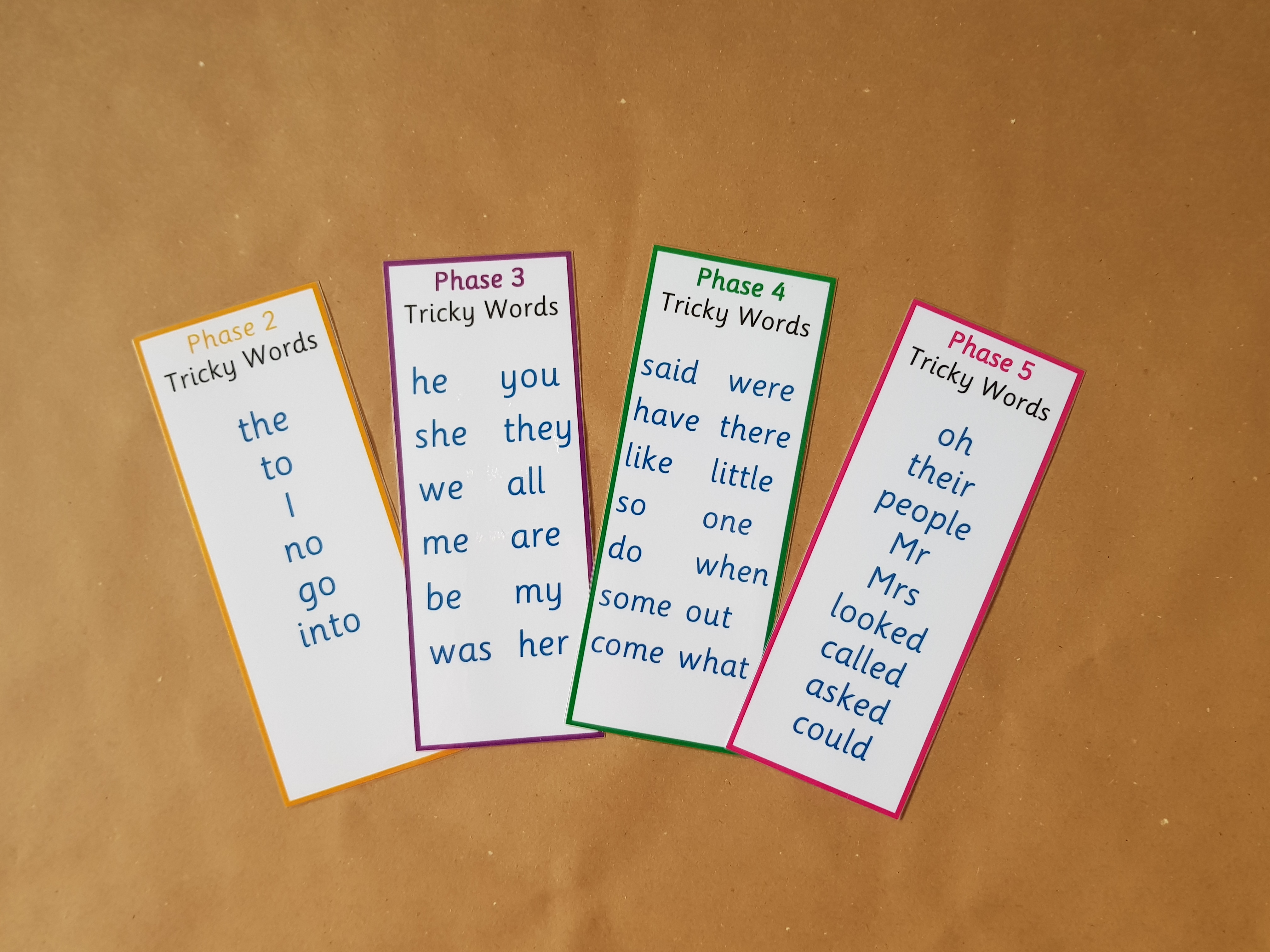 Tricky Word Bookmarks (Phases 2-5)