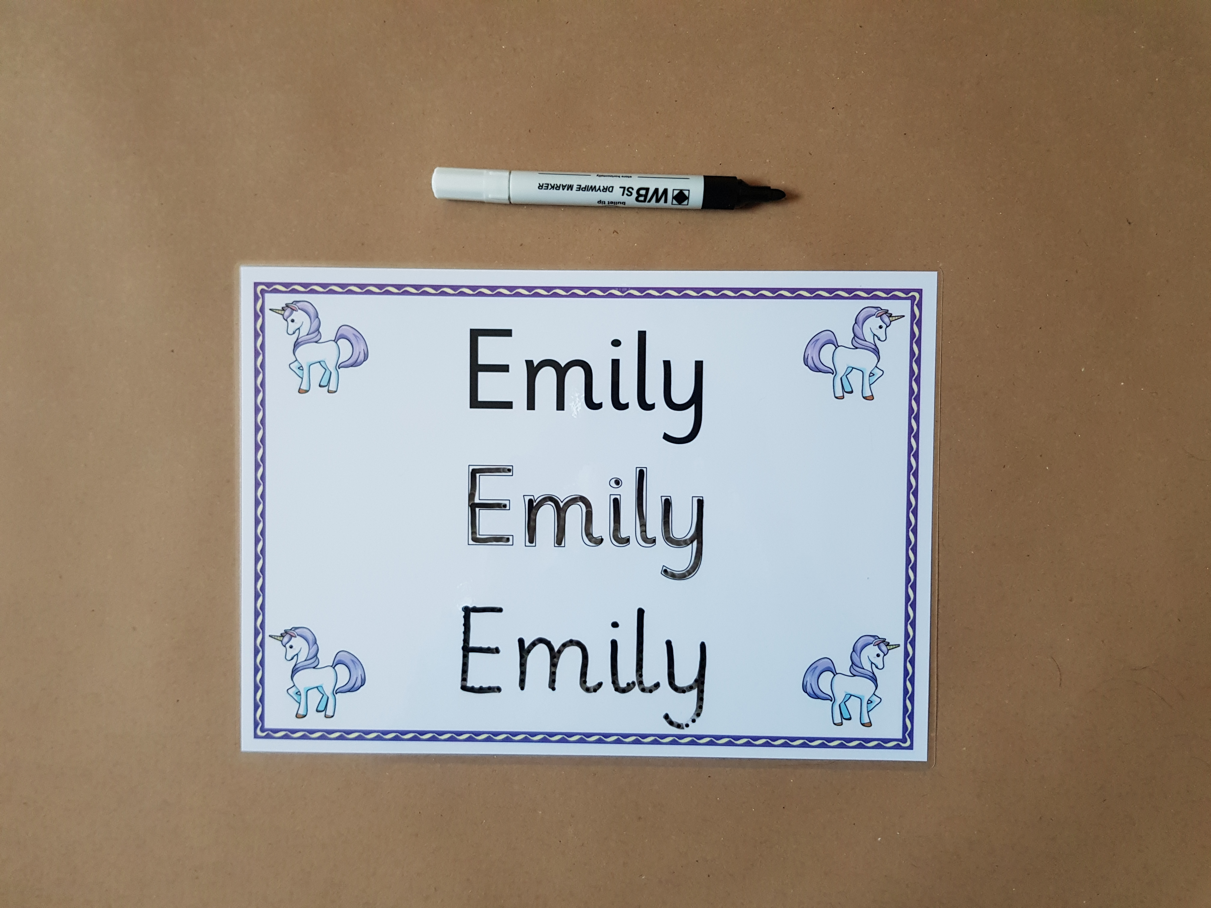 Personalised Name Card - 3 fonts - unicorn/dinosaur design