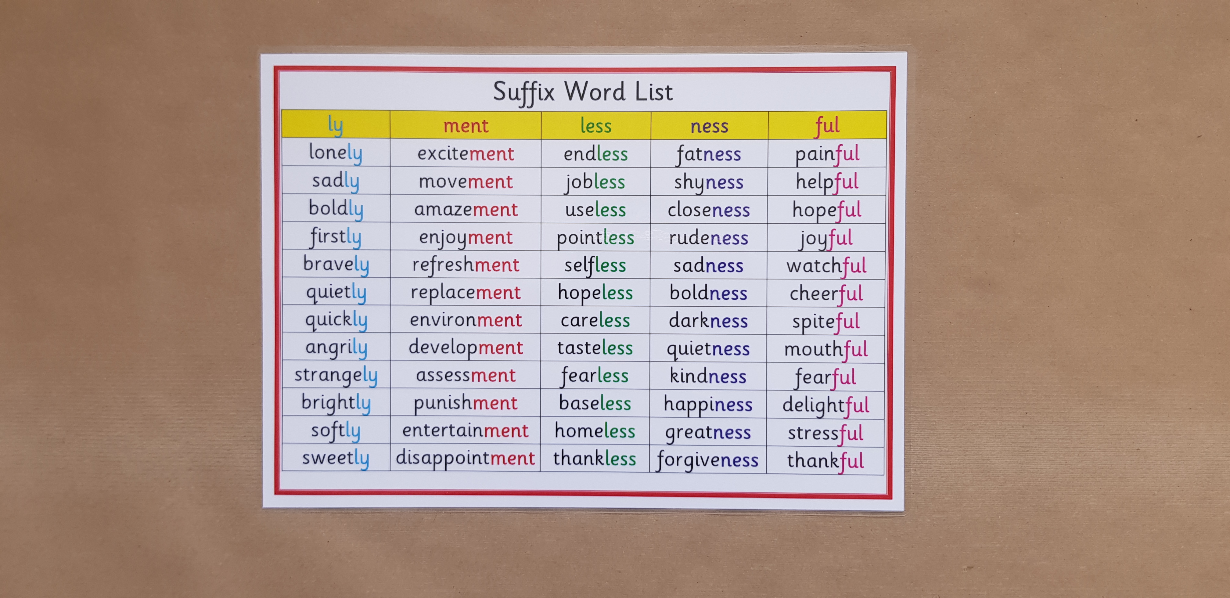 Suffix Word List 