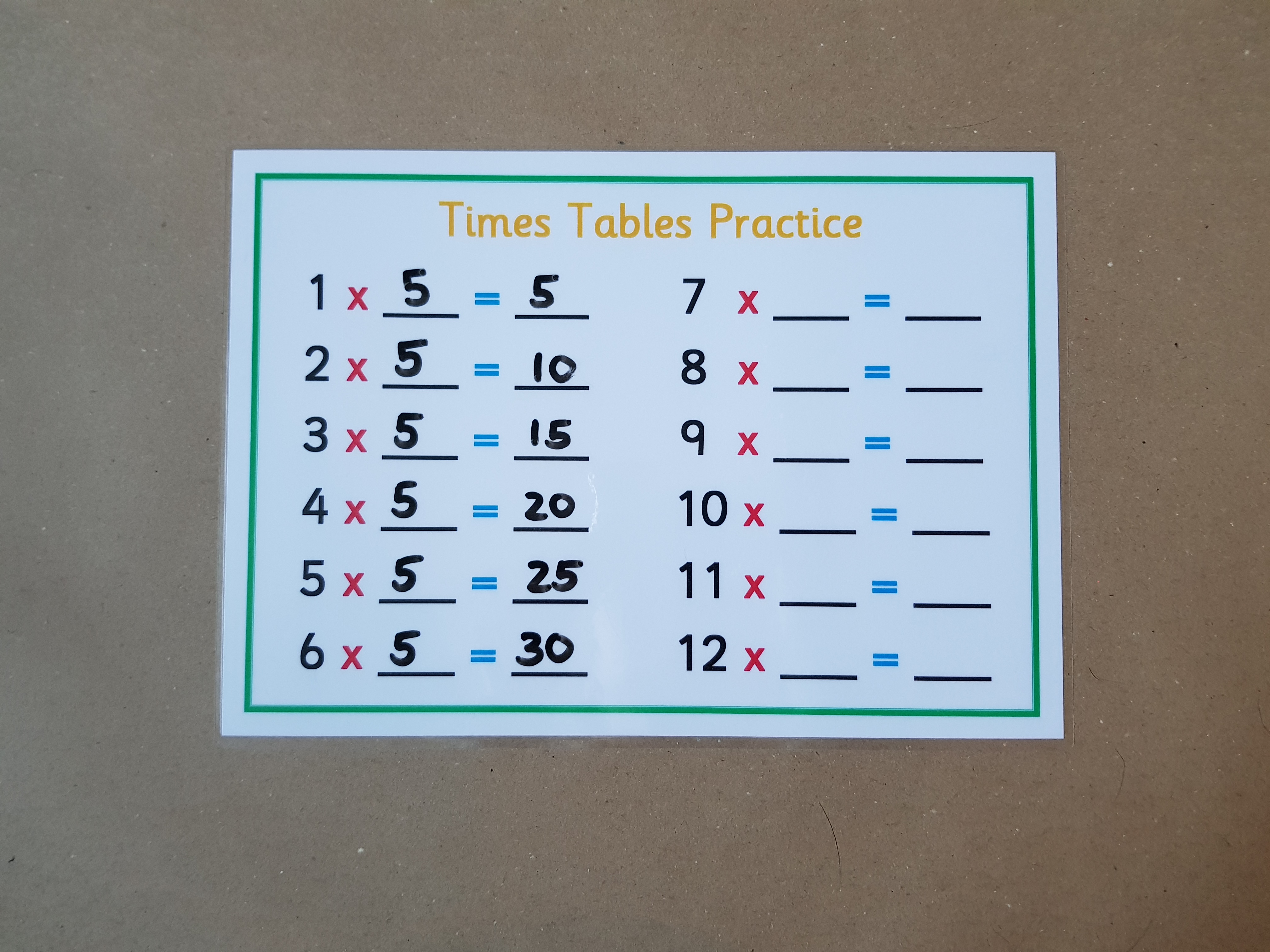 Times Tables Poster and practice worksheet - KS2 Numeracy Resource