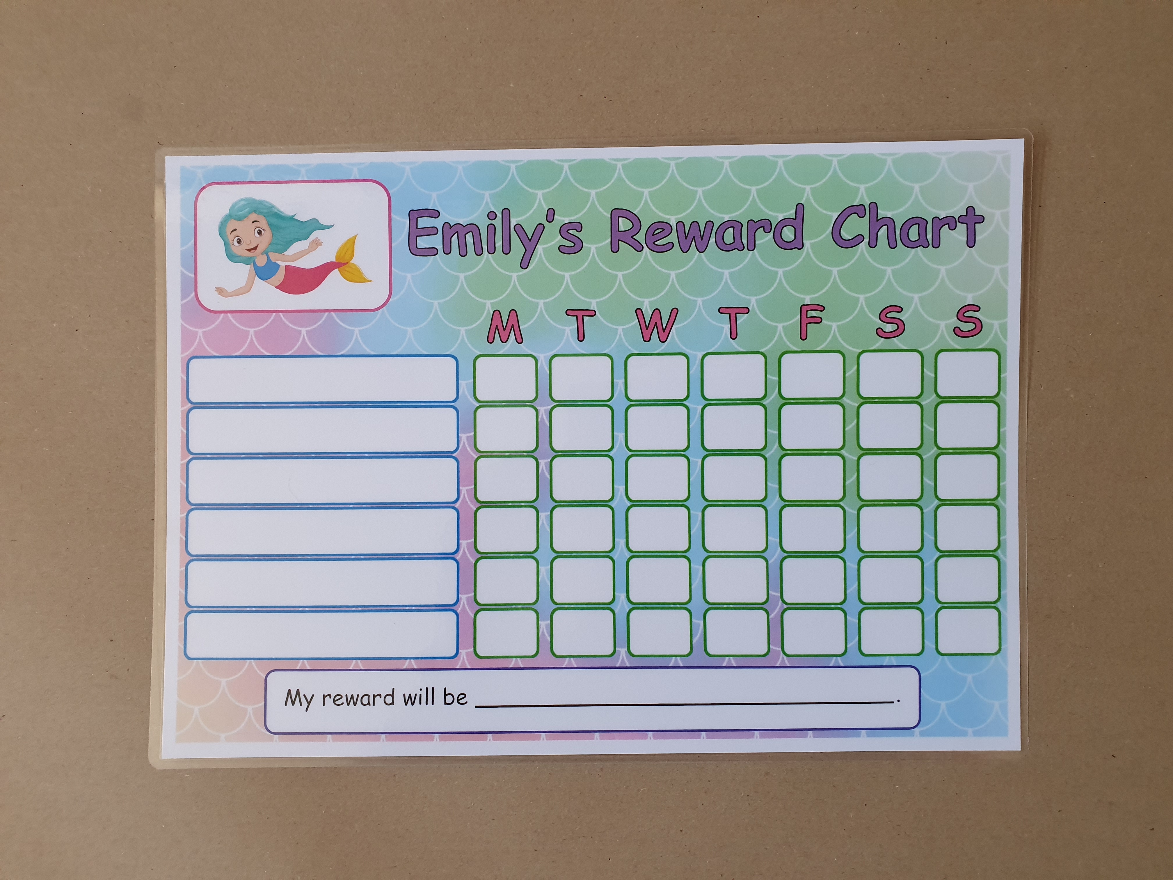 Personalised Reward Chart - Mermaid Design