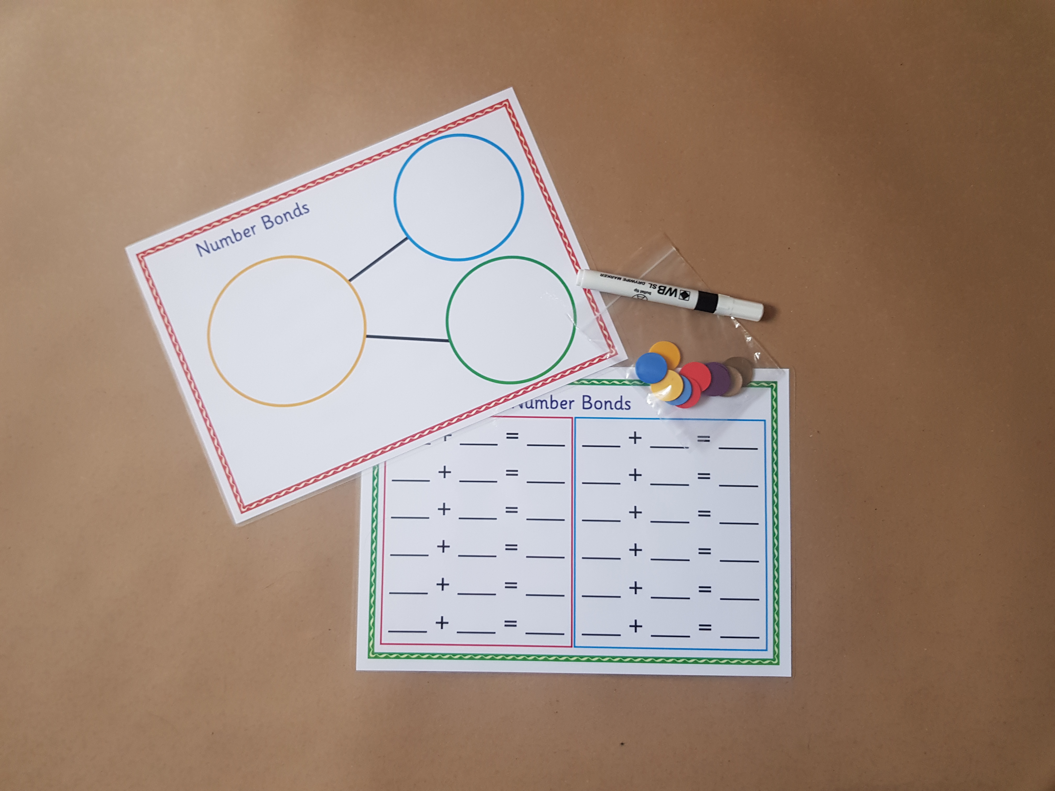 Number bonds worksheet set - A4 Mats