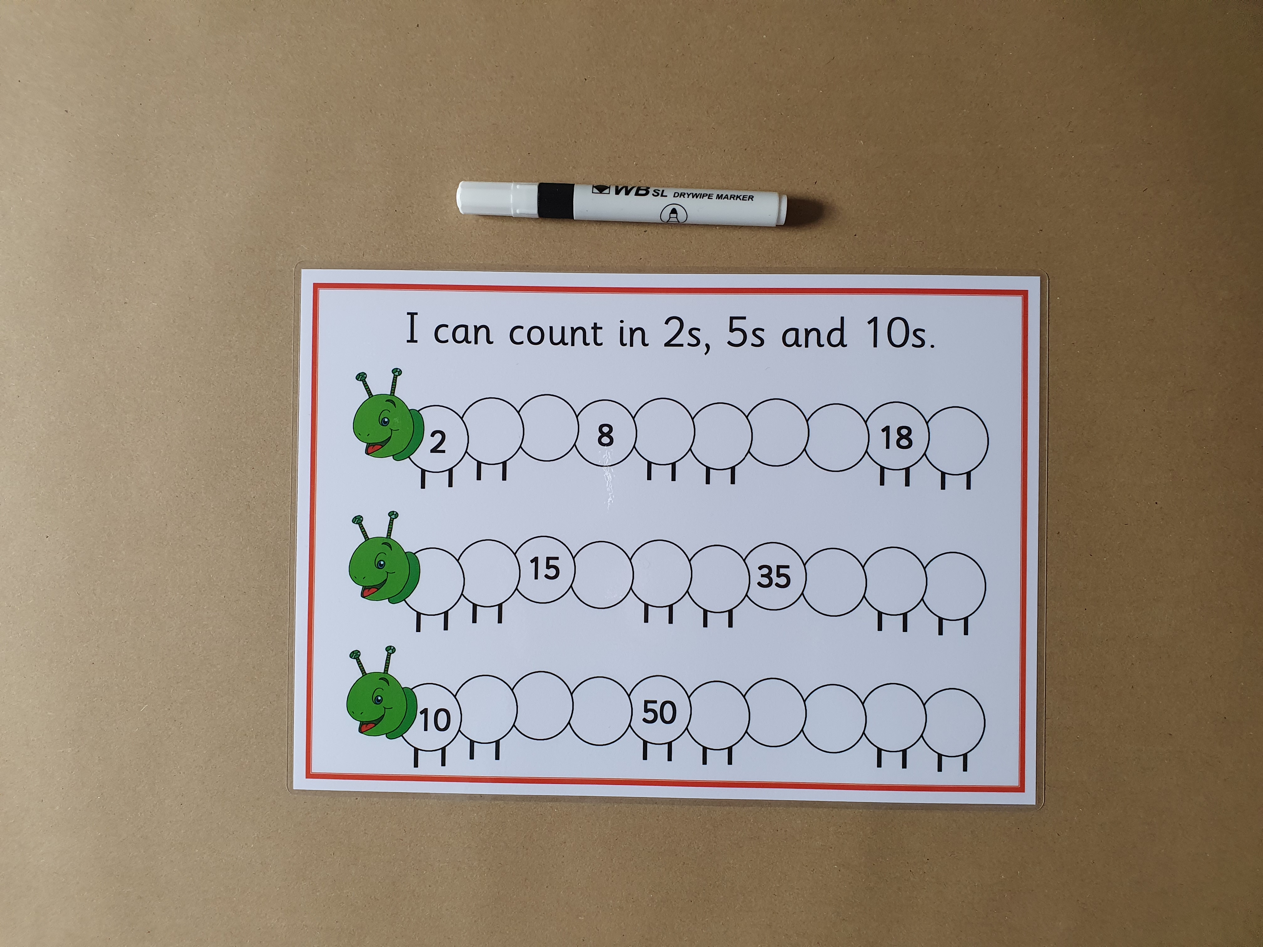 I can count in 2s, 5s and 10s missing numbers worksheet