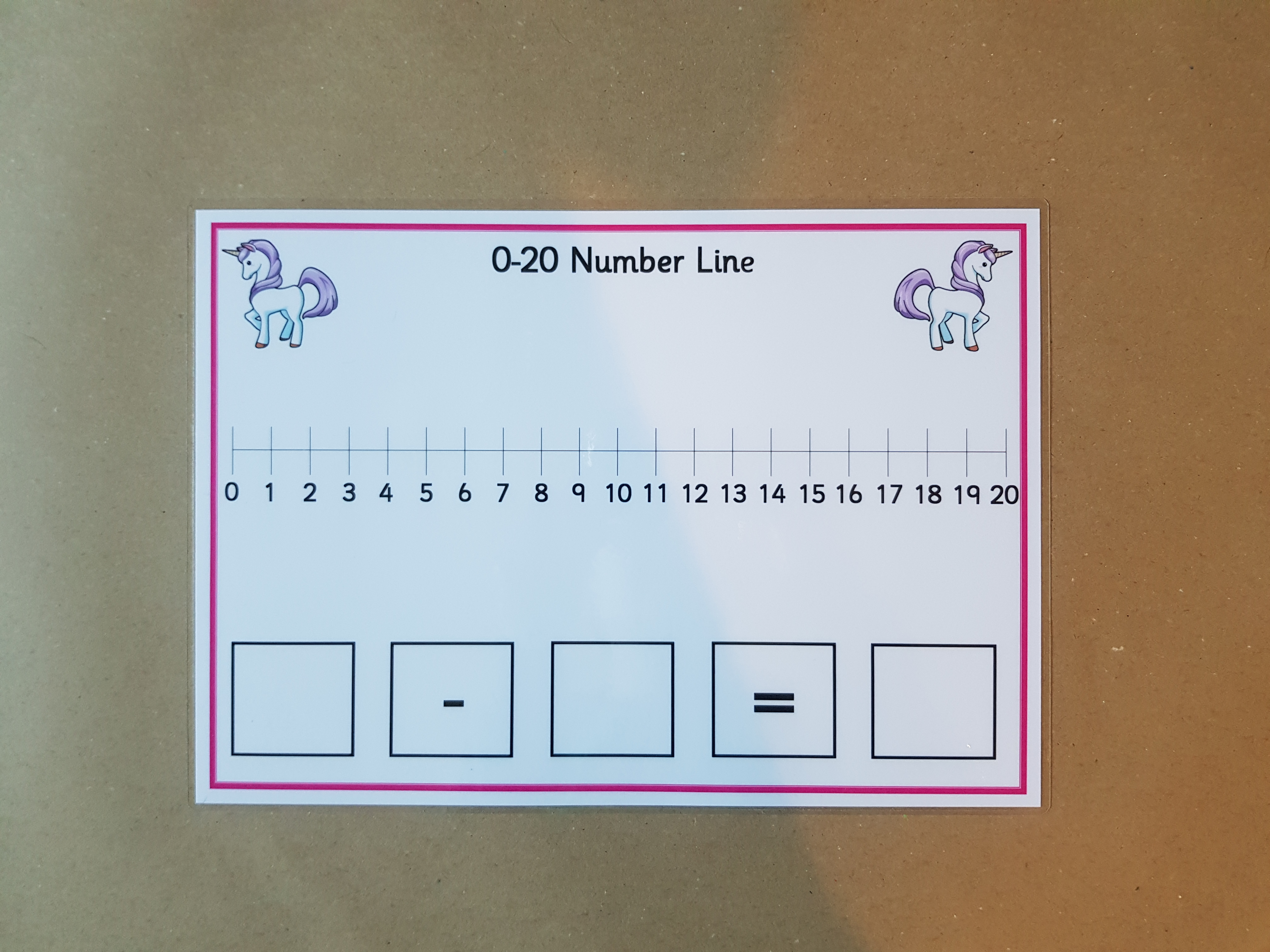 Unicorn addition and subtraction number lines - 0-20