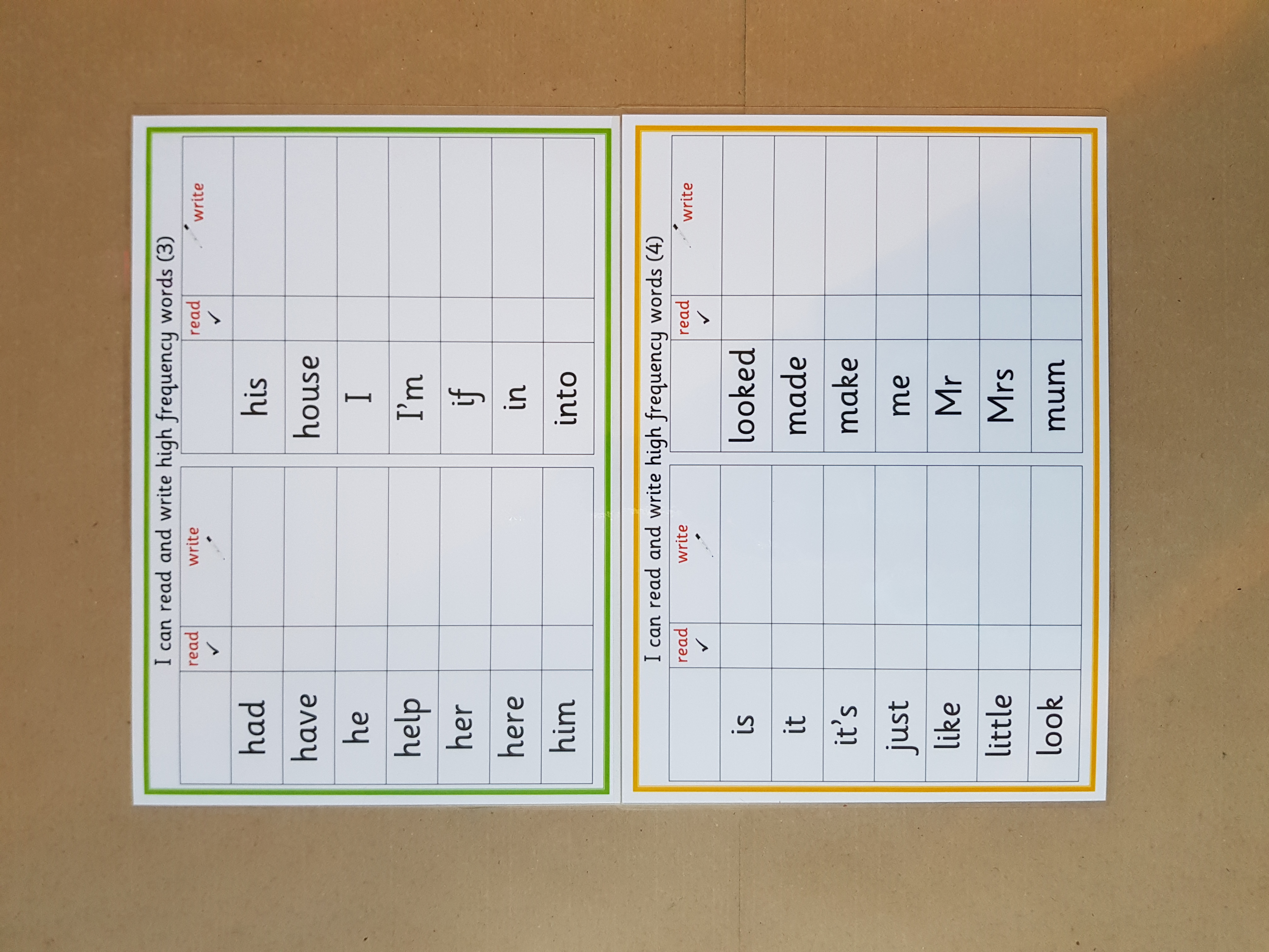 I can read and write high frequency words 