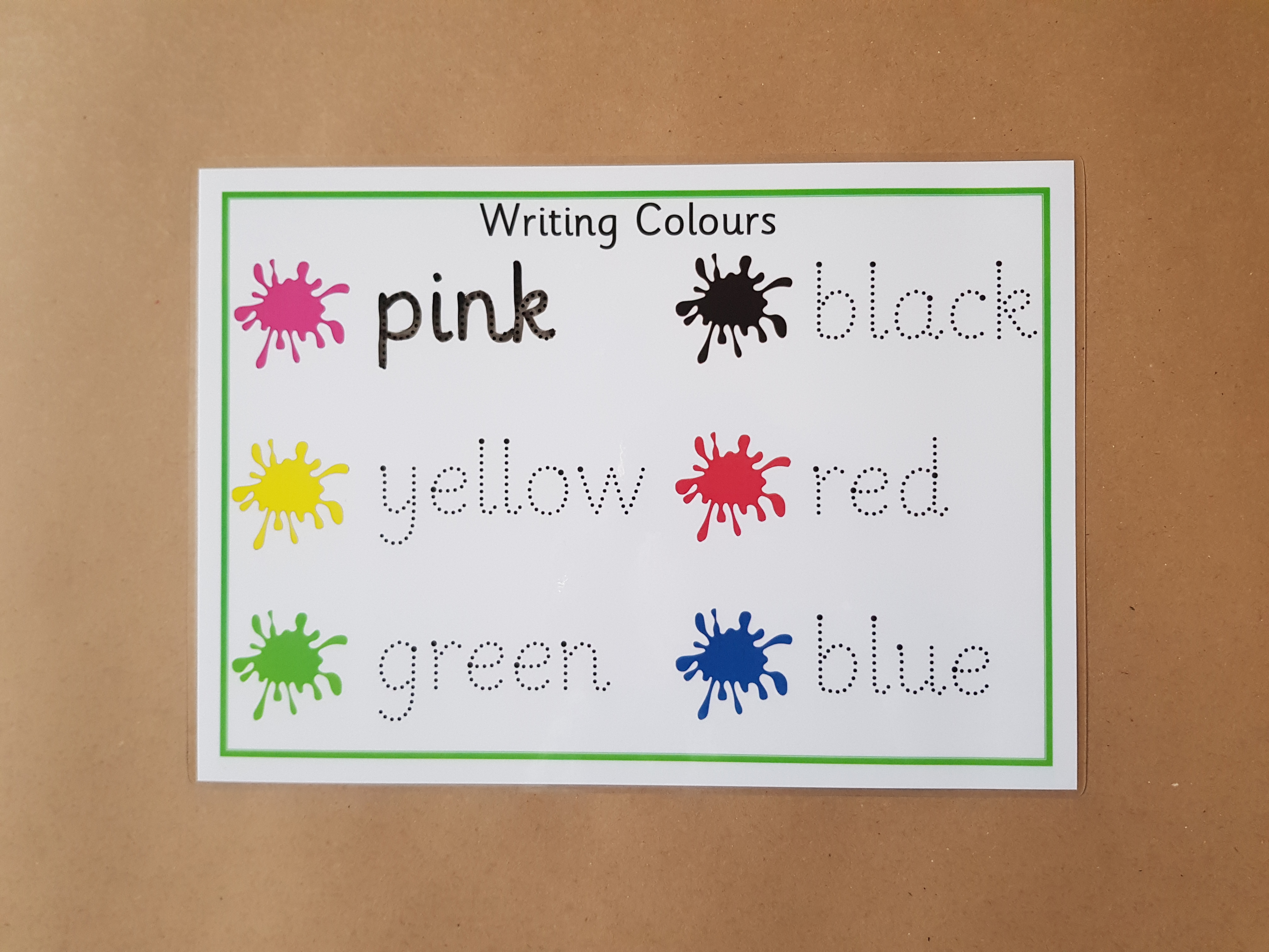 Writing colours - colours formation mat