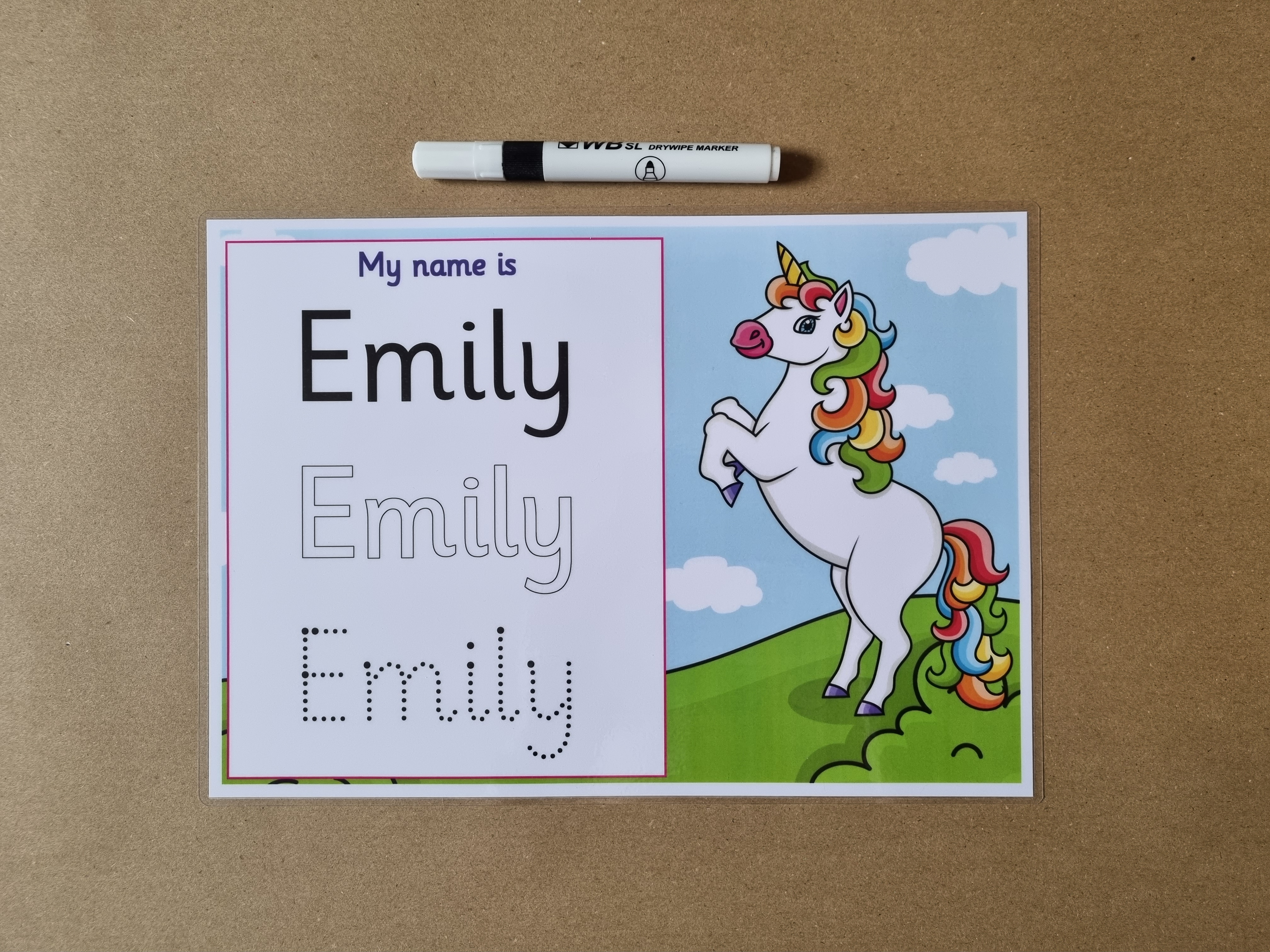 Unicorn Personalised Name Card