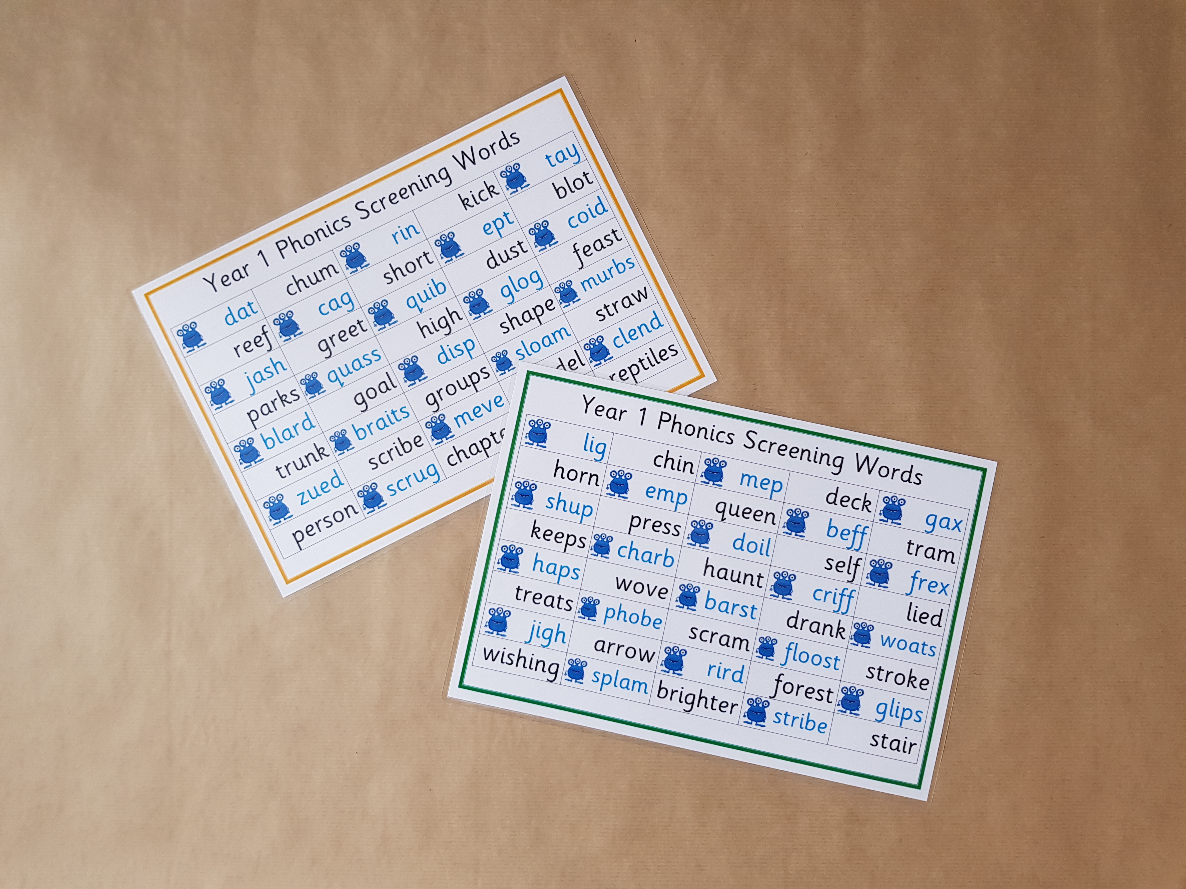Year 1 Phonics Screening Word mats