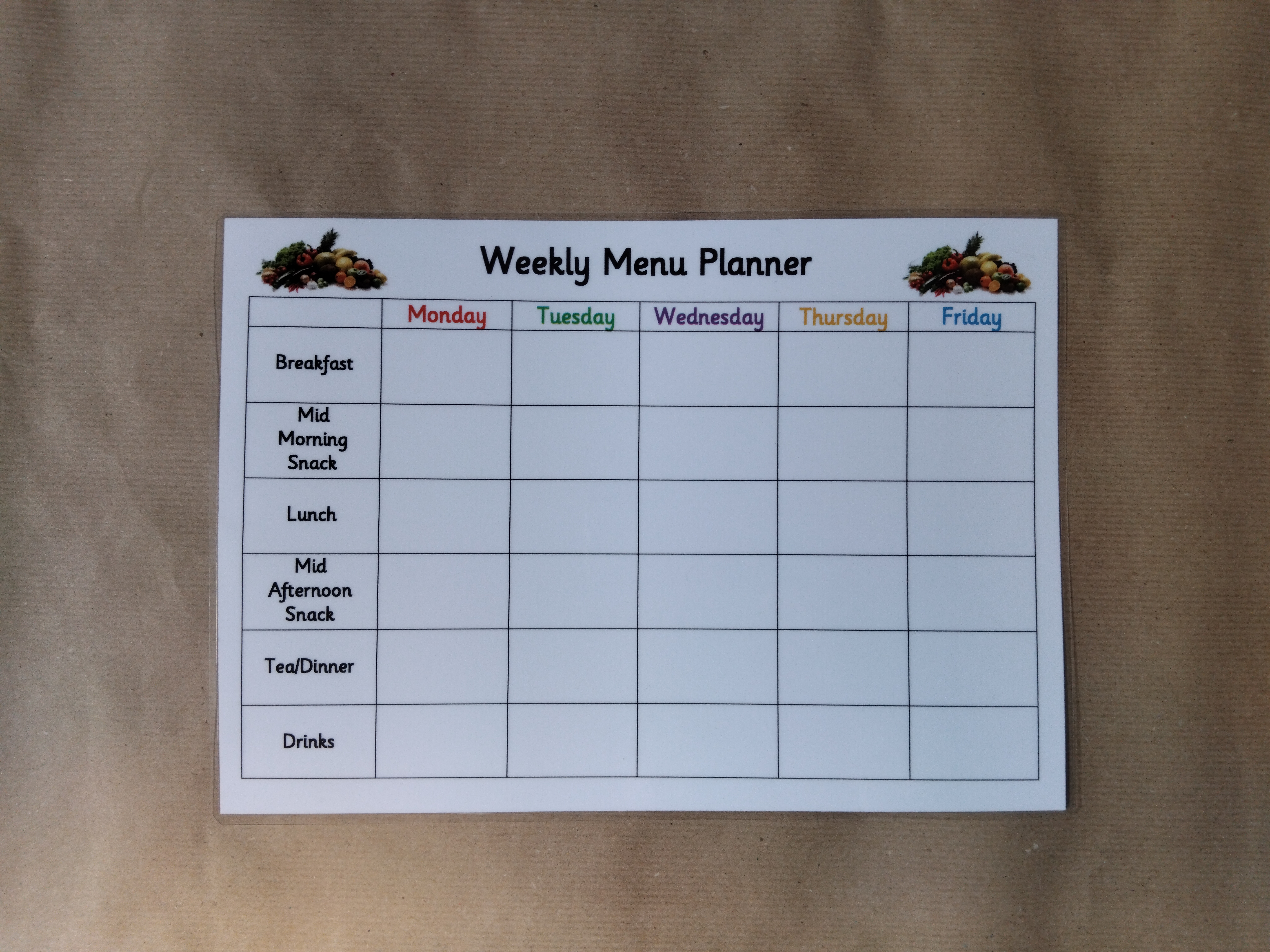 Childminders - Weekly Menu Planner and weekly activity planner 