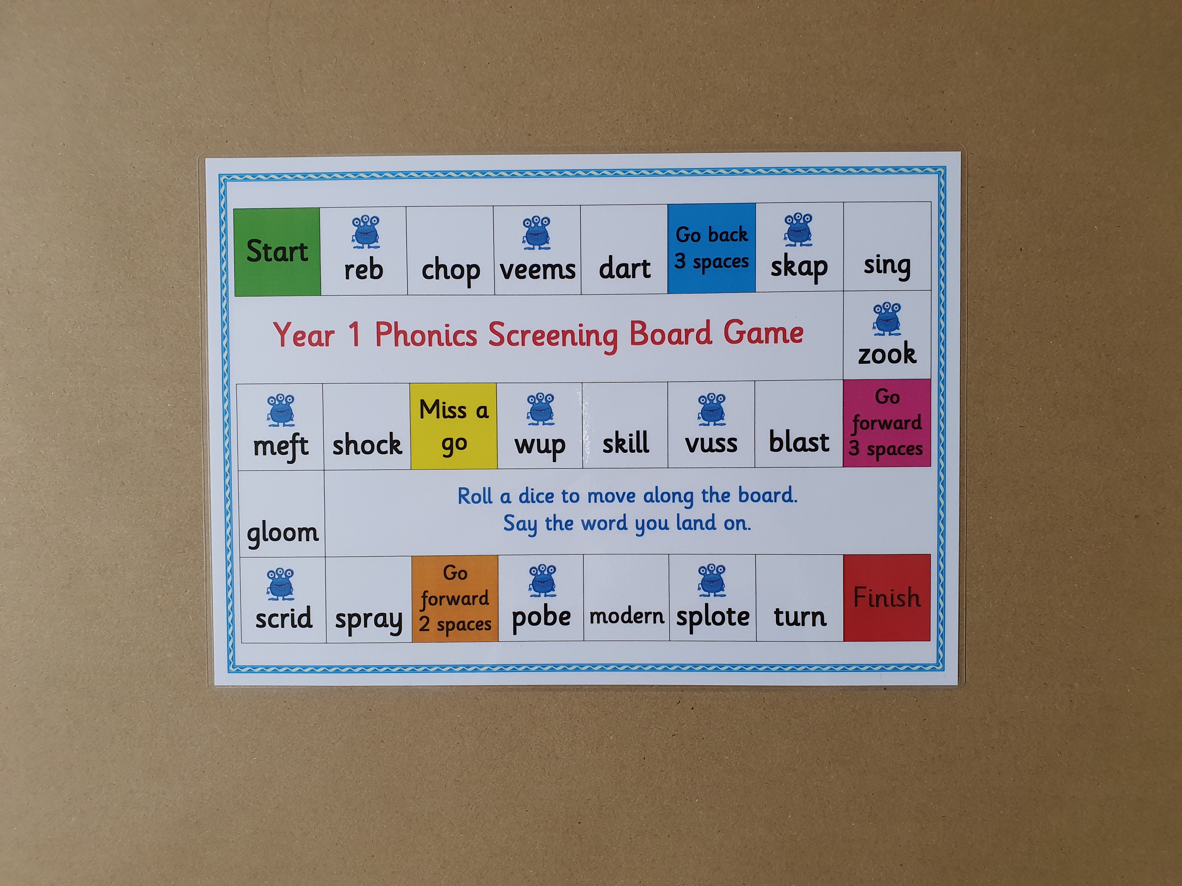 Year 1 phonics screening board games 