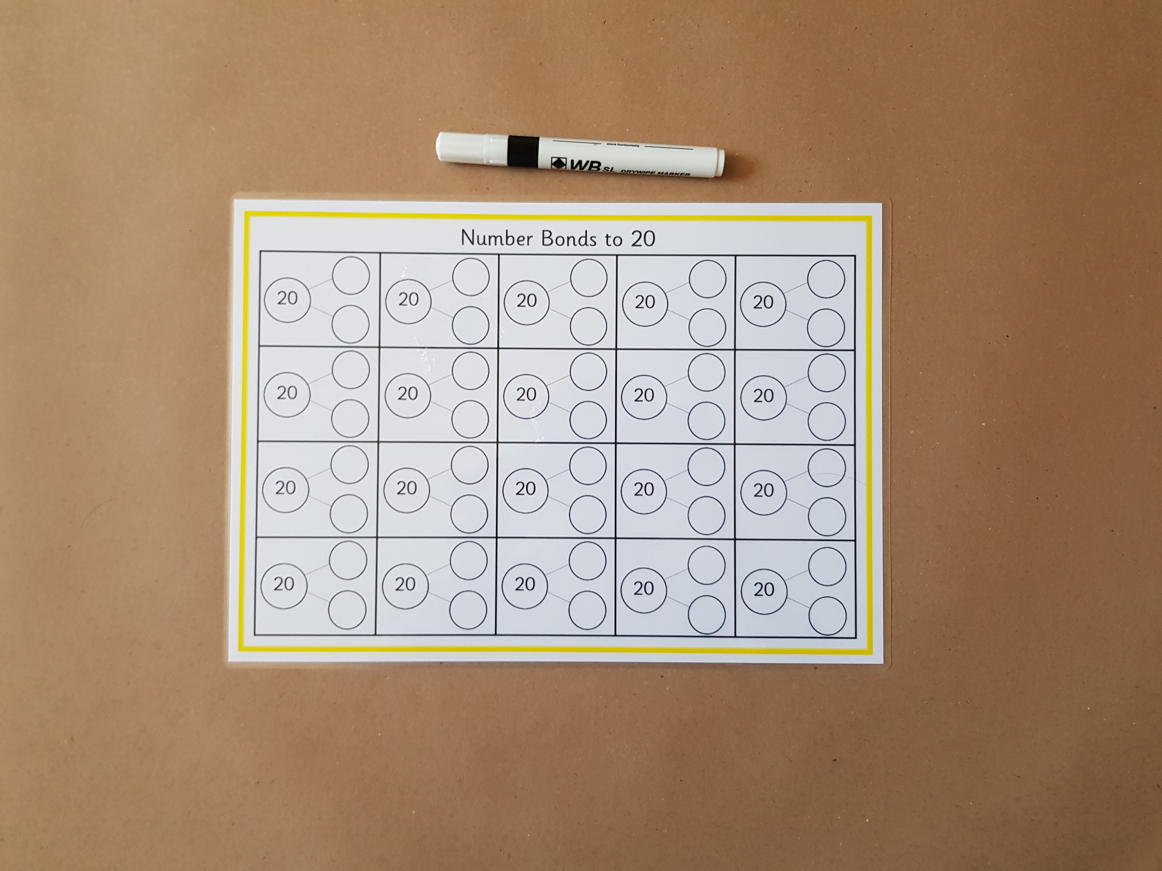 Numbers bonds to 20 worksheet
