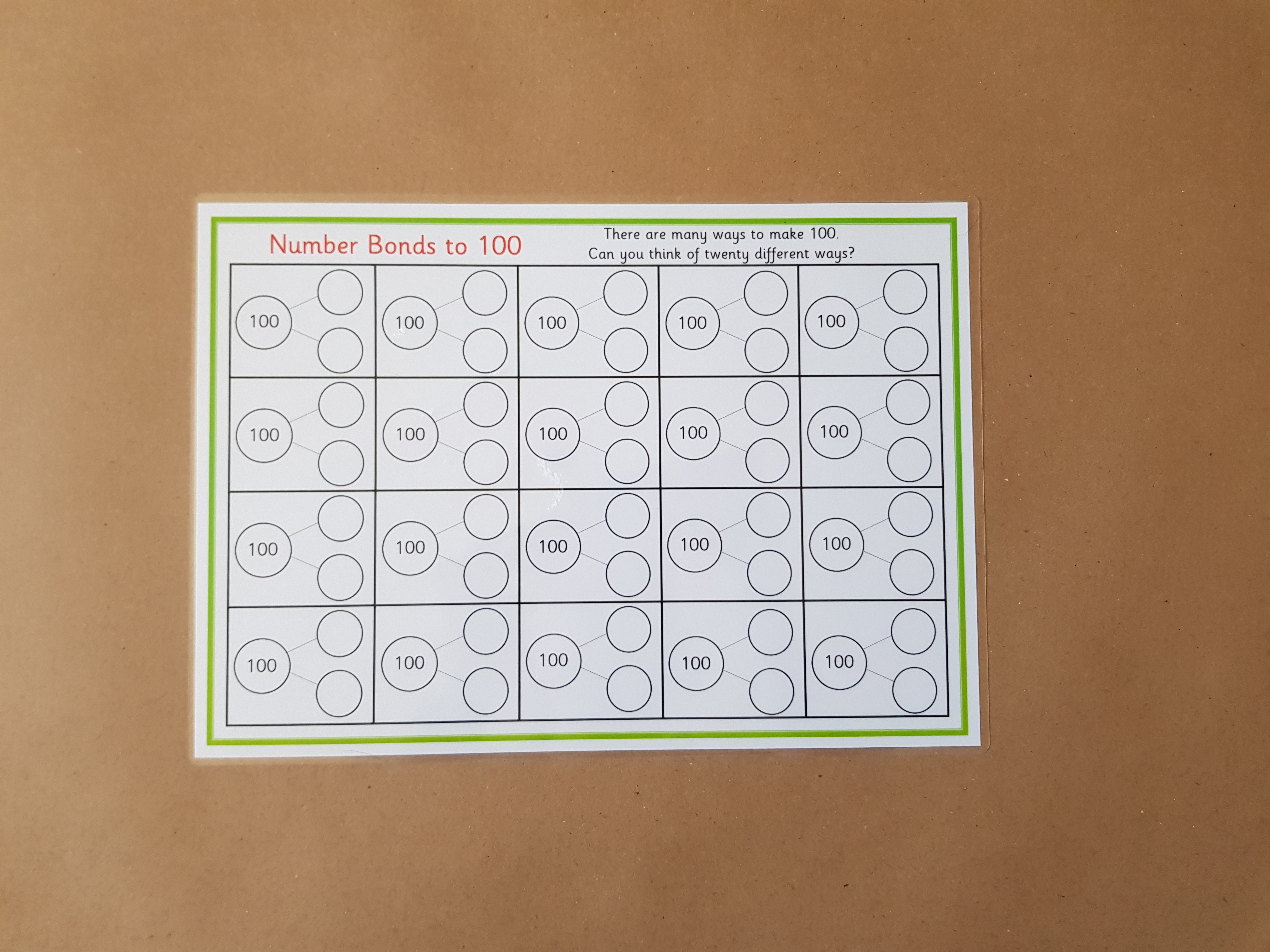 Numbers bonds  worksheet bundle - bonds to 20,50,100