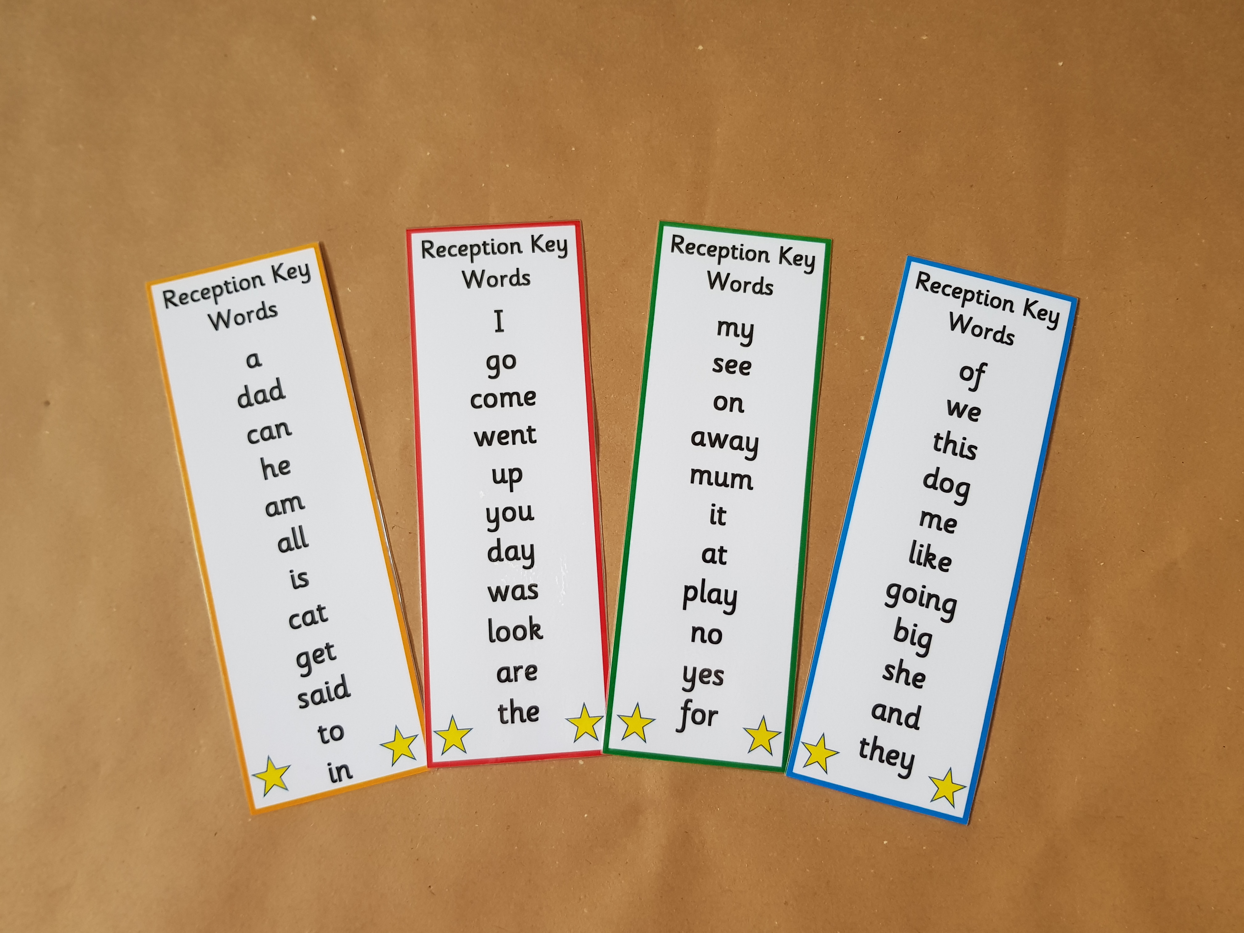 Reception Key Word Bookmarks