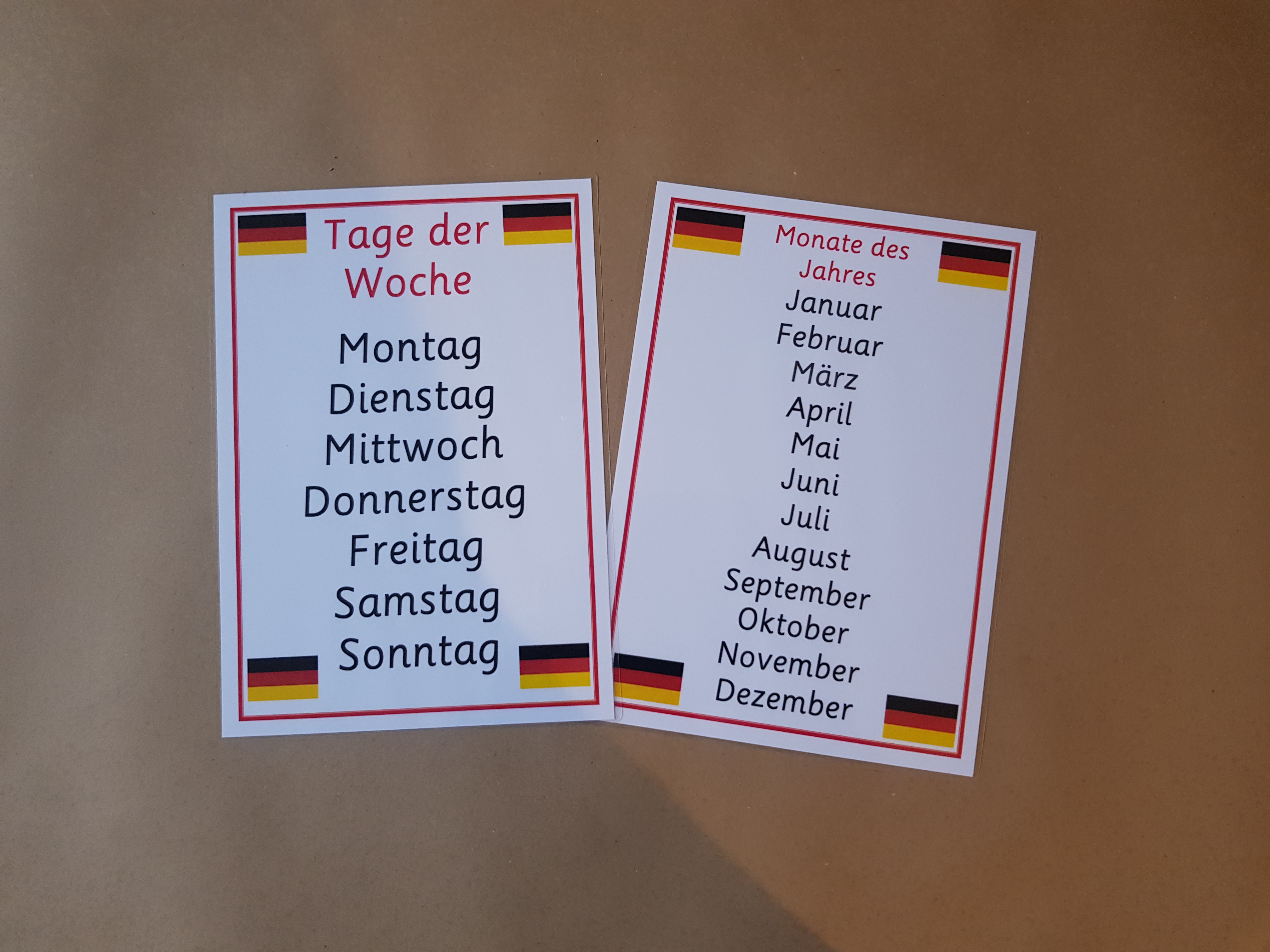 German Days of the Week and Months of the Year Poster