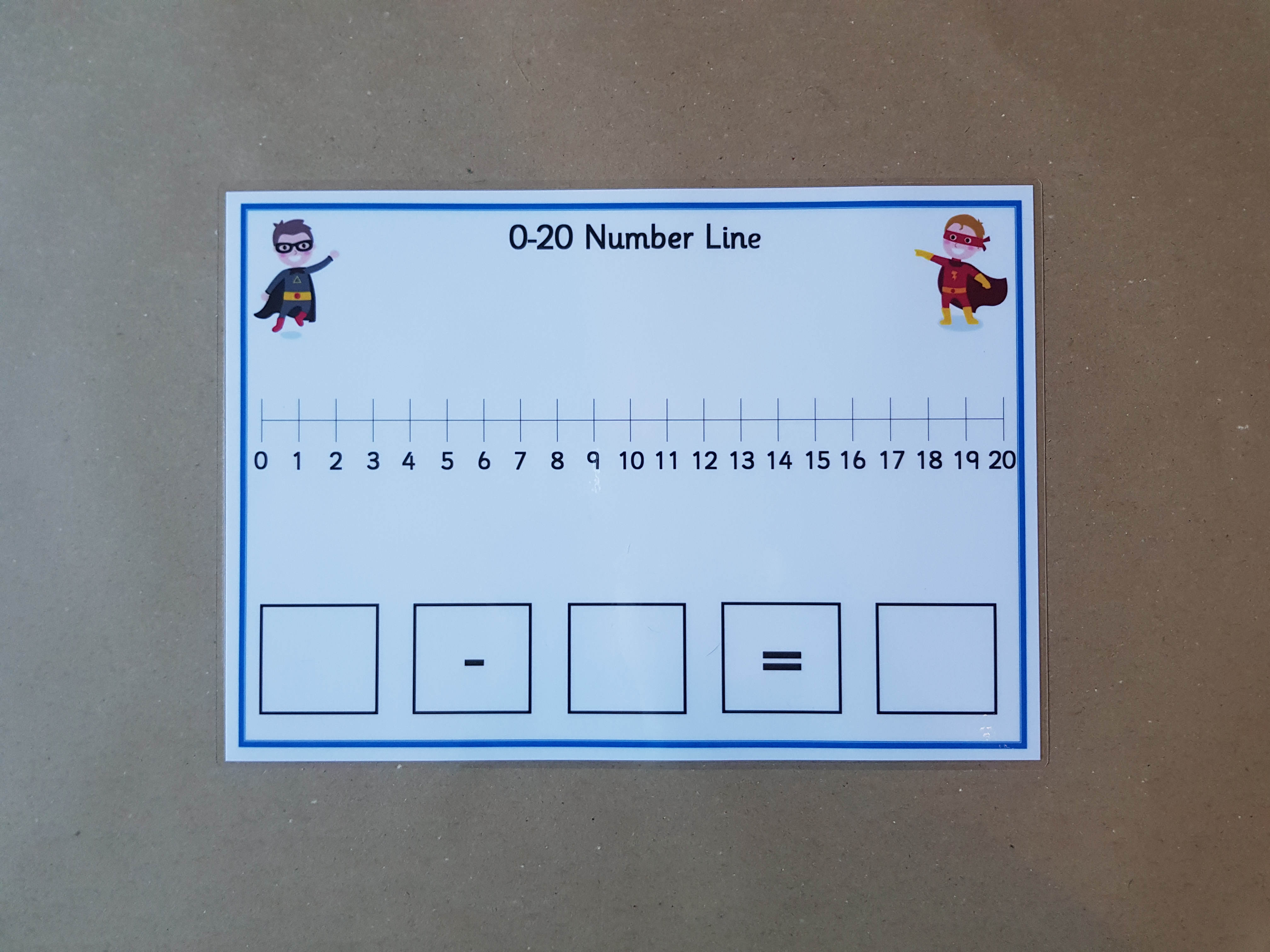Superhero addition and subtraction number lines - 0-20