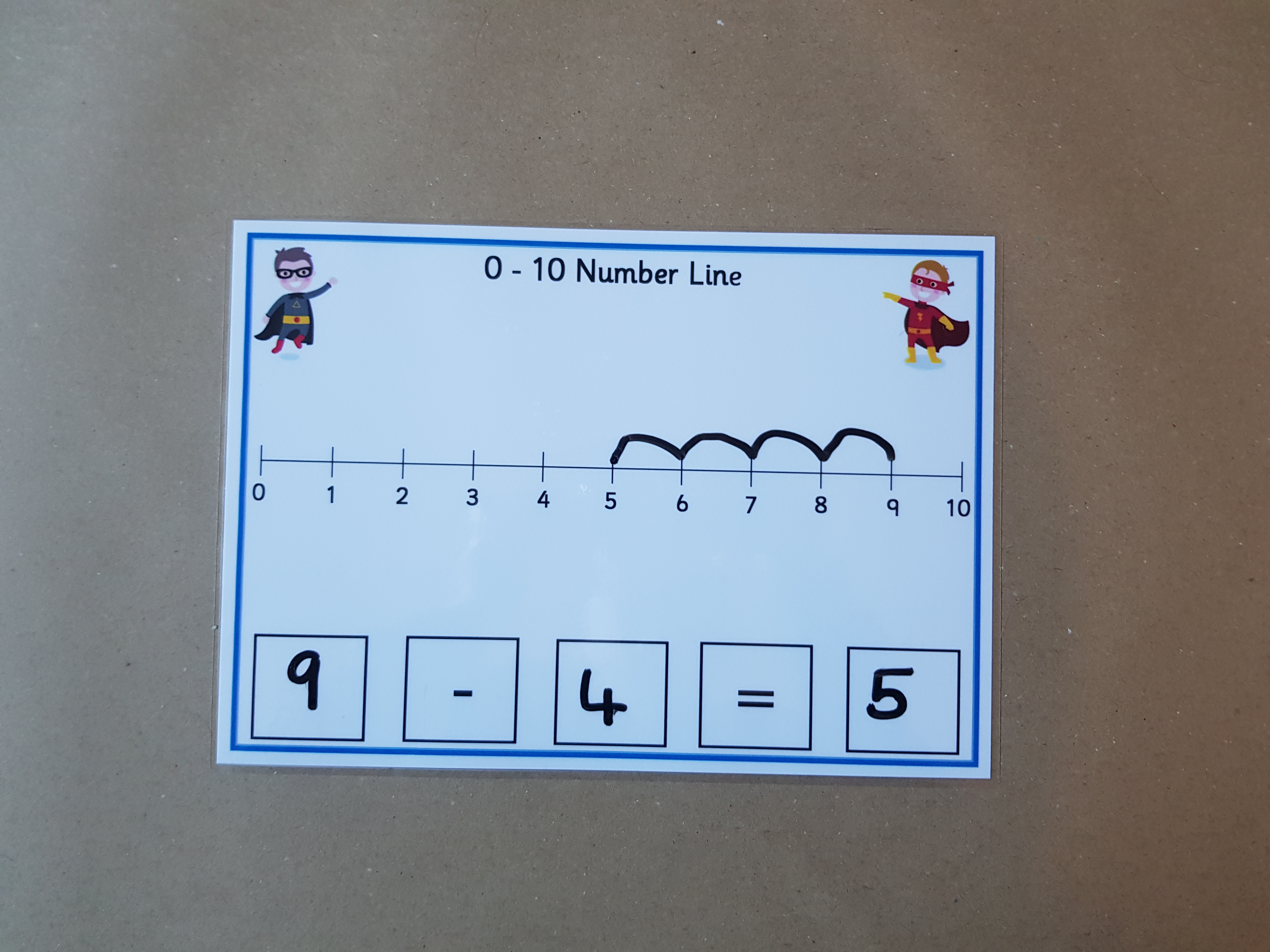 Superhero addition and subtraction number lines - 0-10