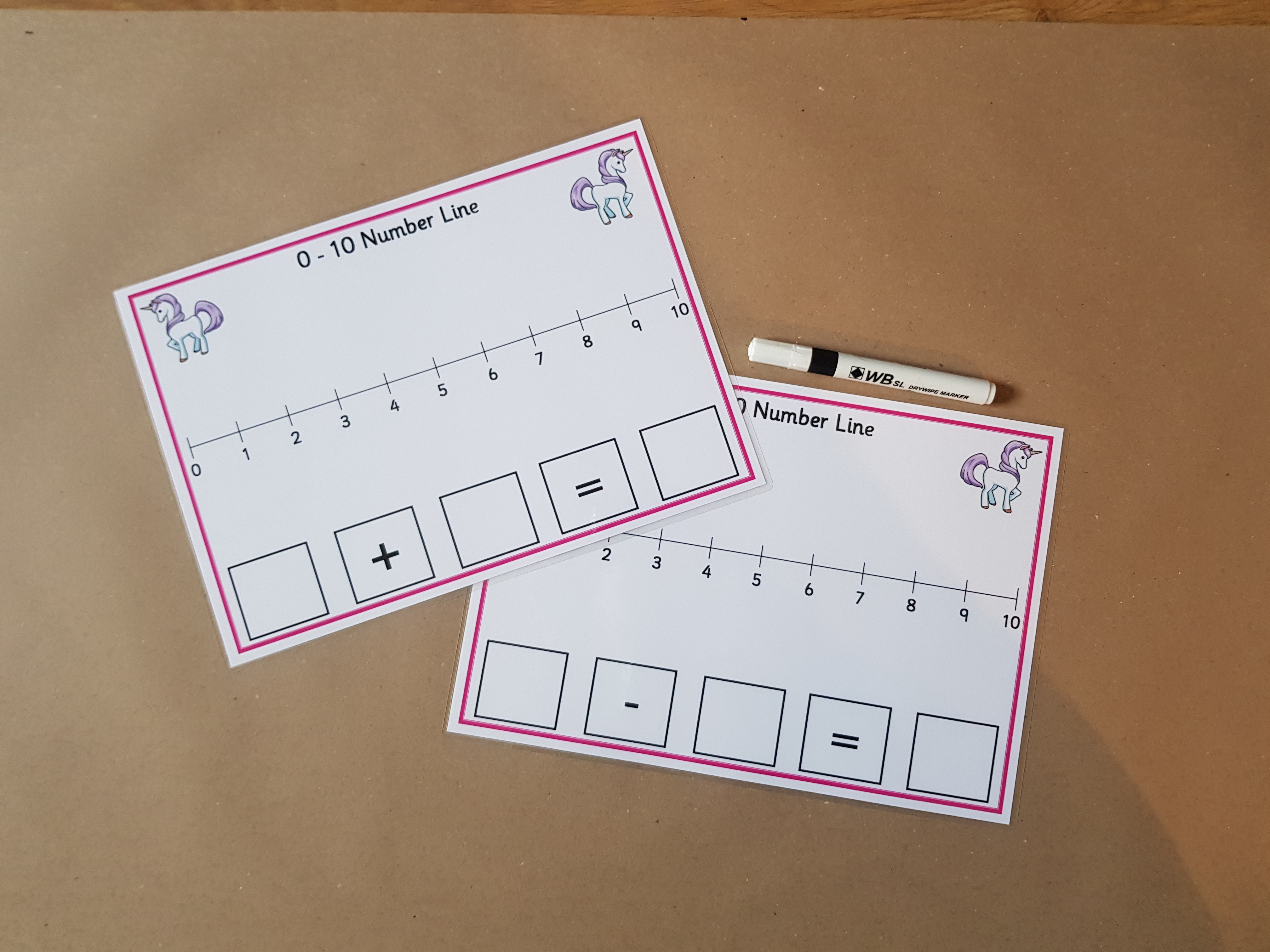 Unicorn addition and subtraction number lines - 0-10