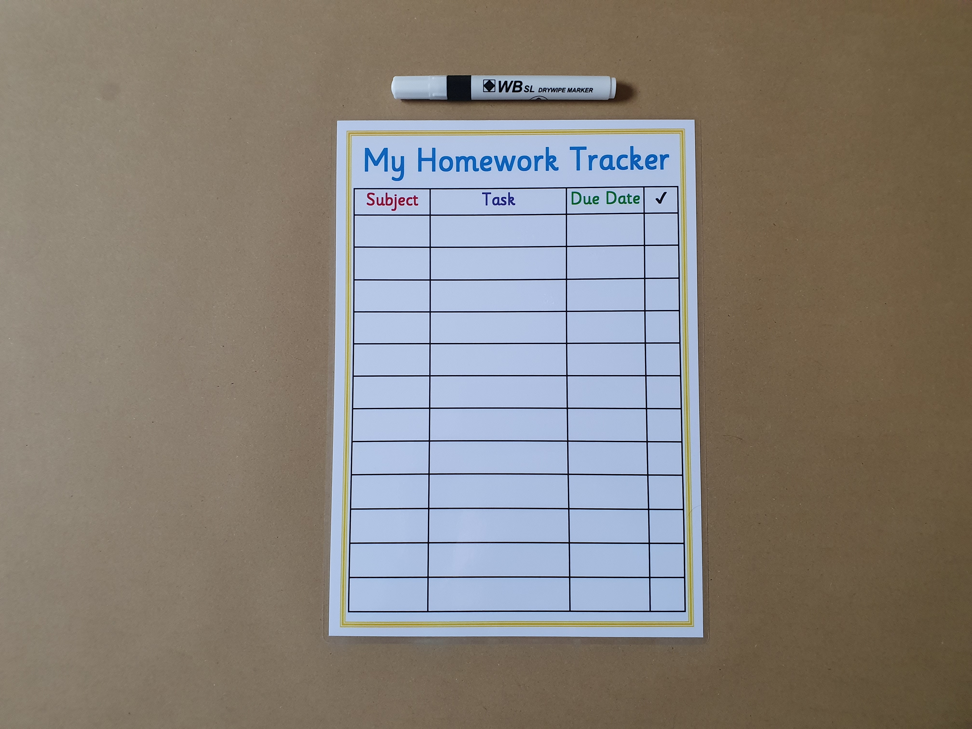 Homework Tracker - Reusable