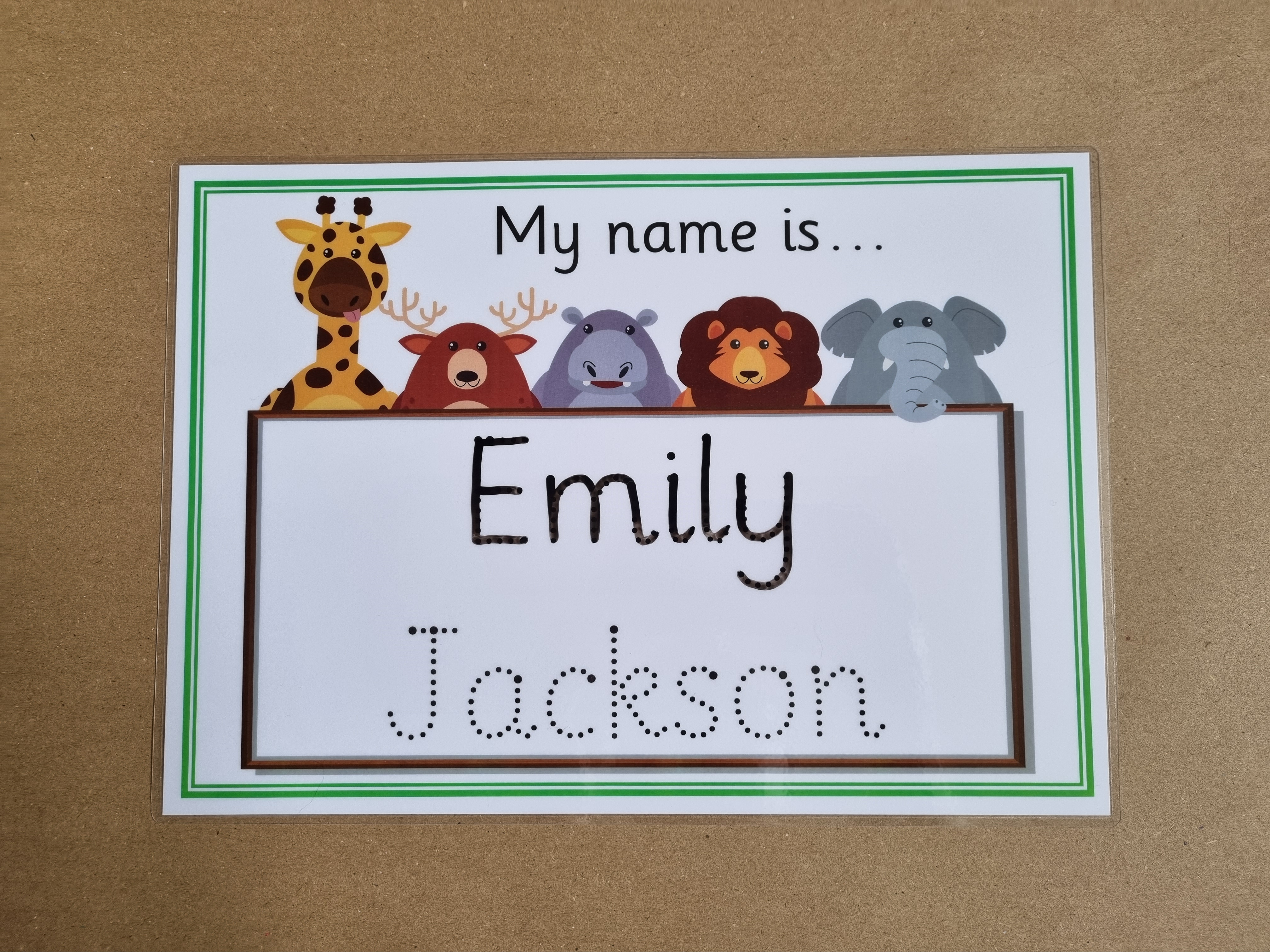 Personalised Name Card - safari design