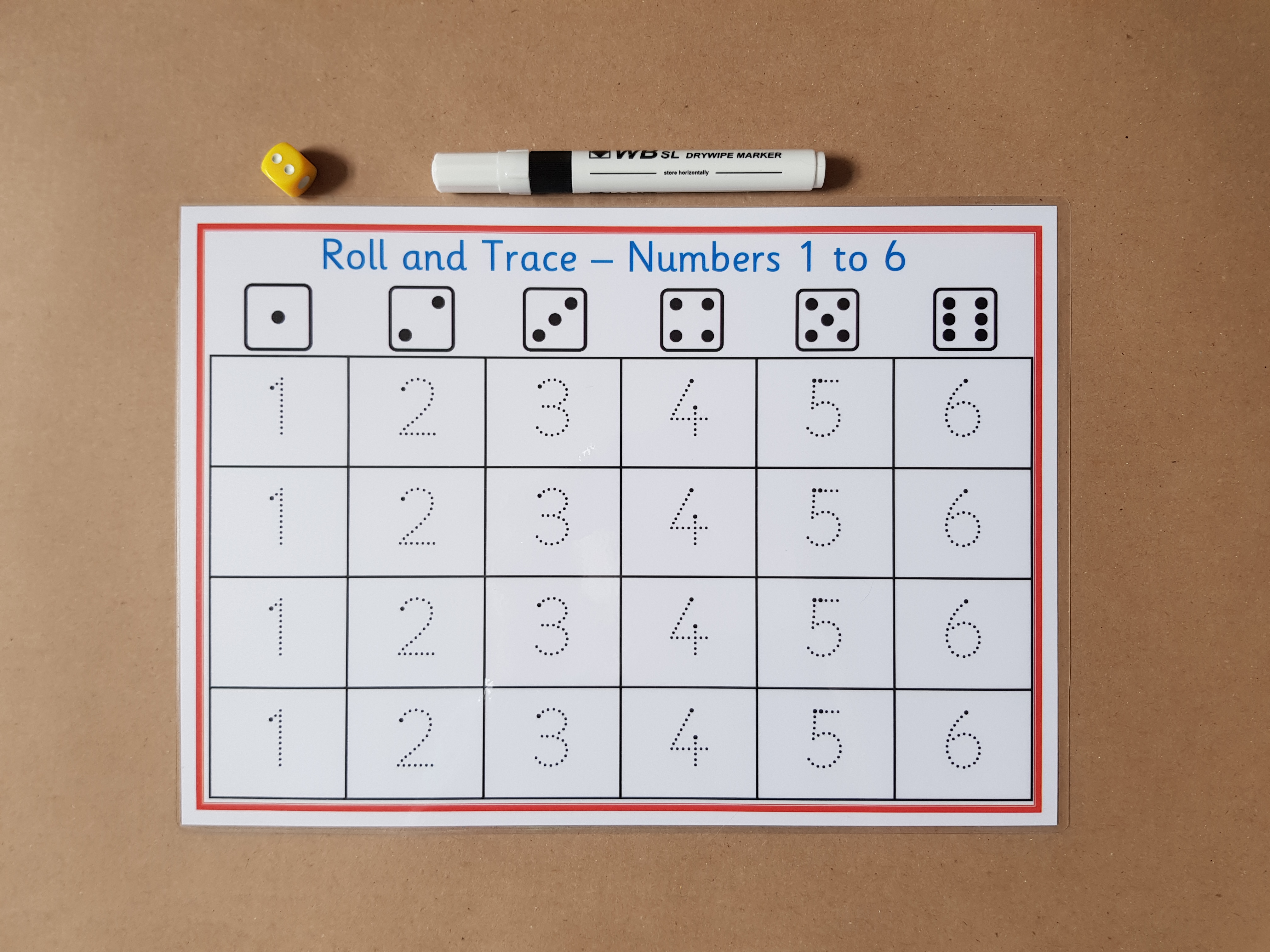 Roll and trace numbers 1-6