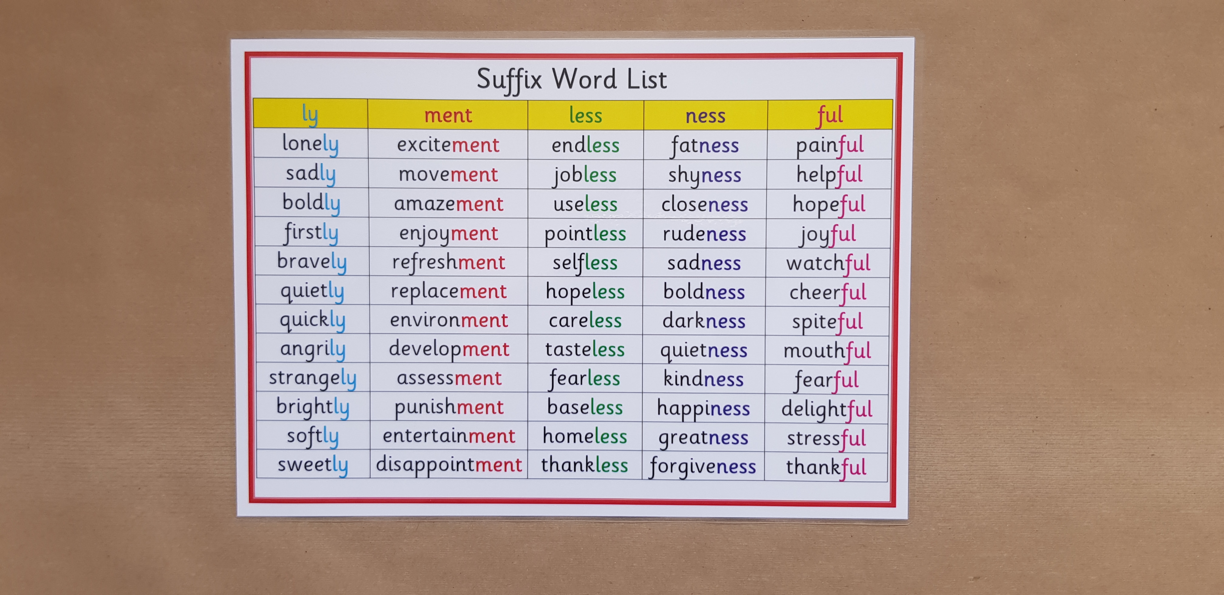 Suffix Word List 