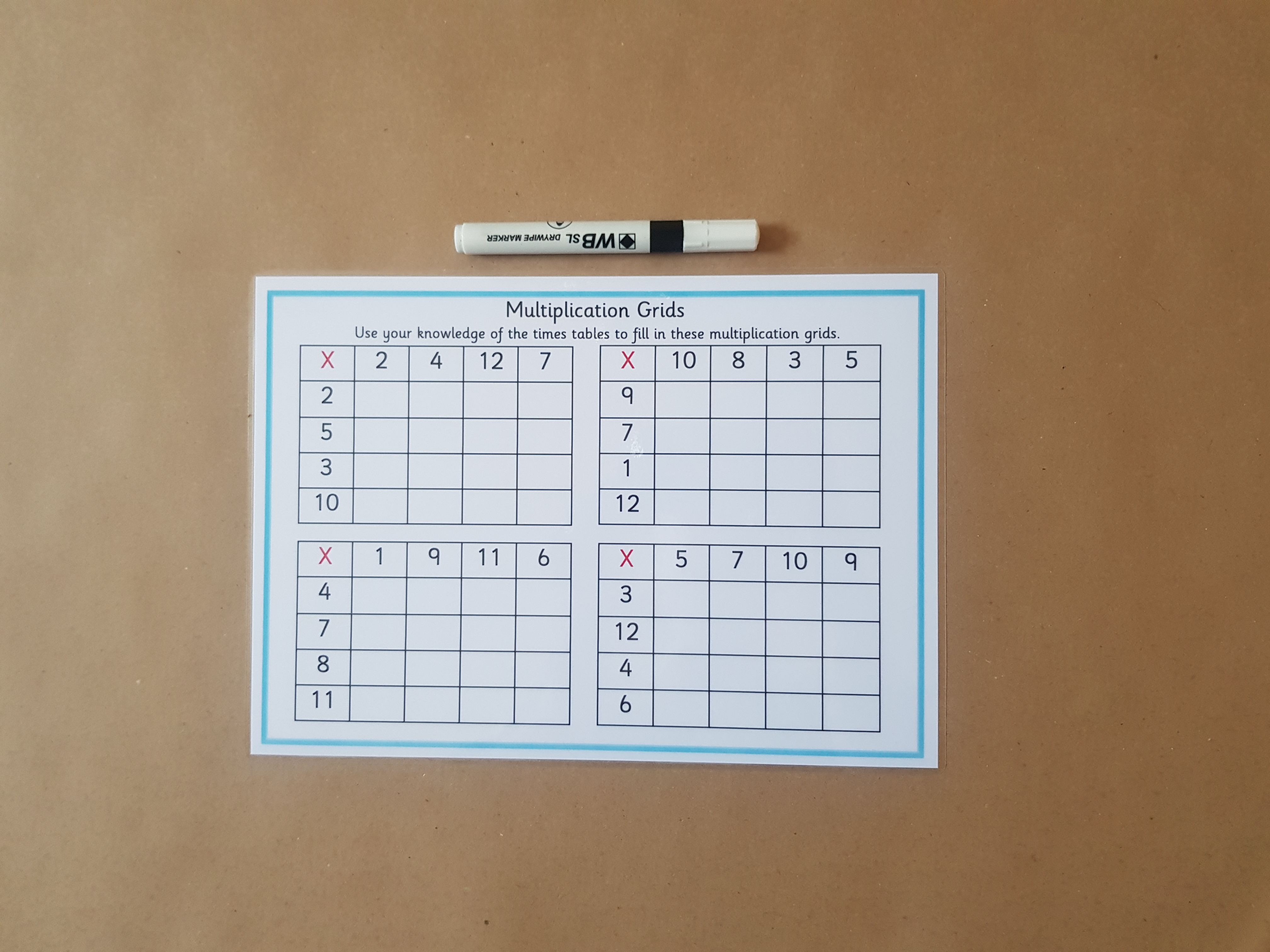 Multiplication Grids - Reusable worksheet, KS2 Numeracy Resource