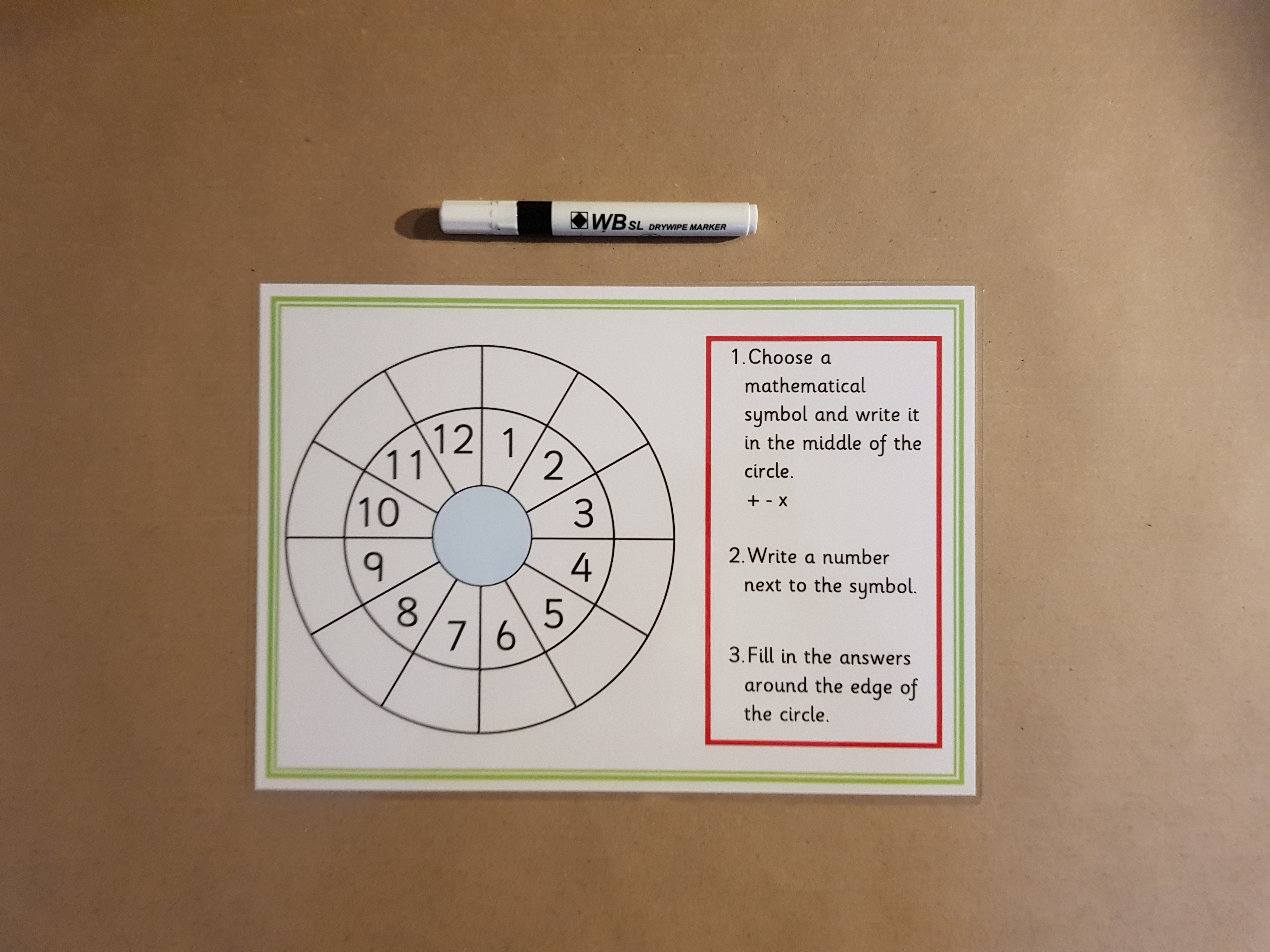 Numeracy Target Circle, Addition, Subtraction, Multiplication, Reusable Worksheet