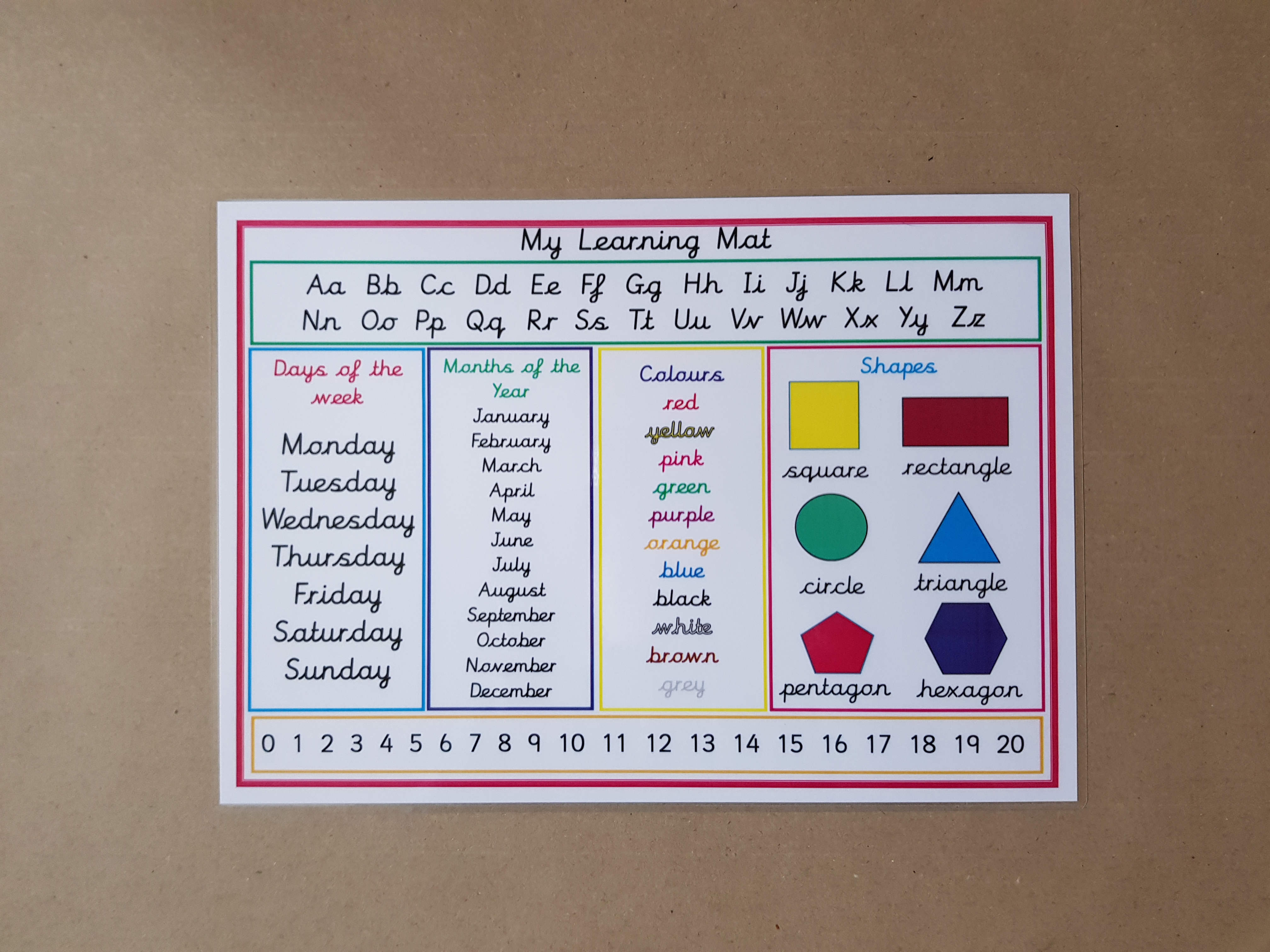 My Learning Mat - Cursive font