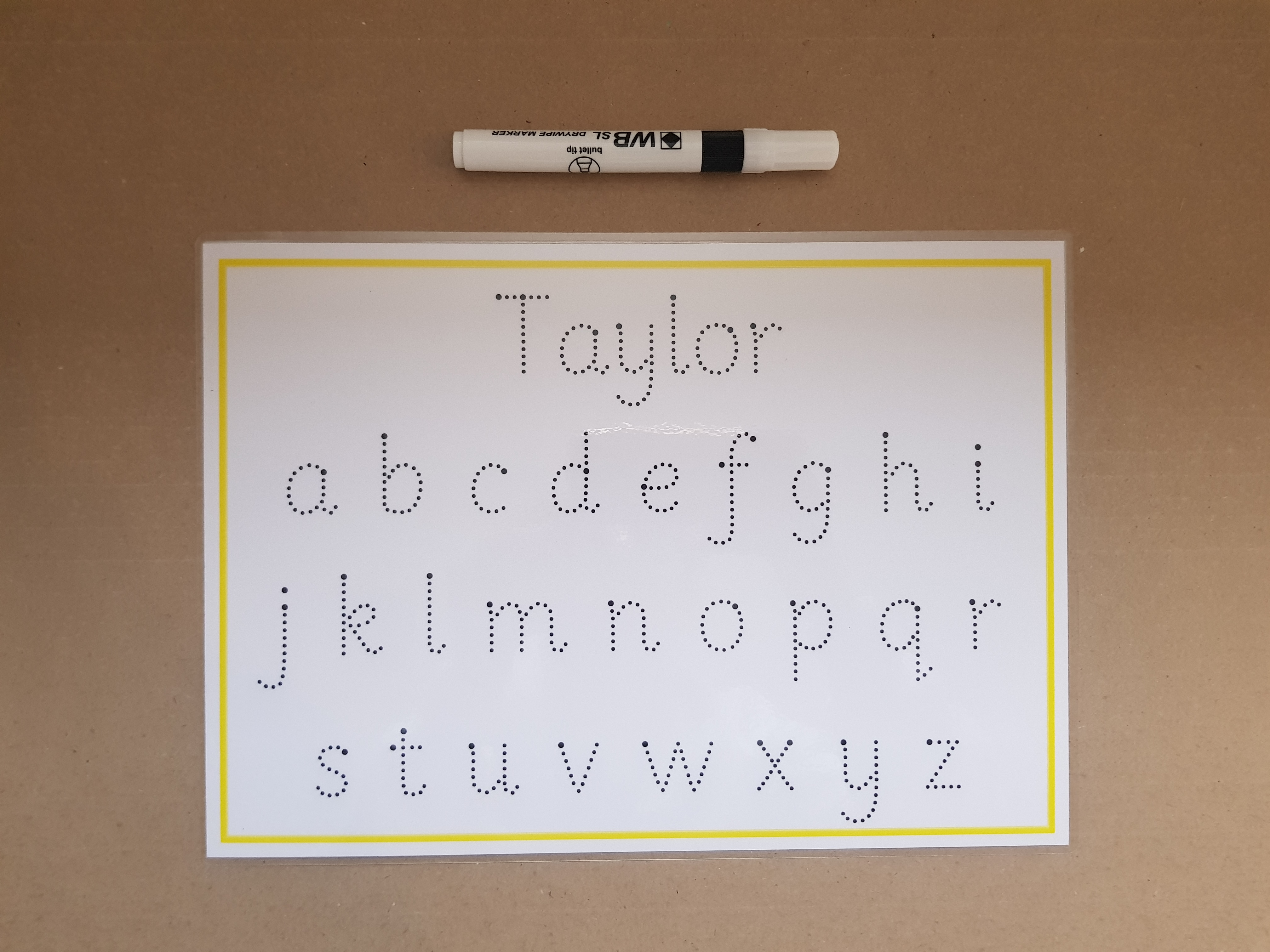 Personalised name and letters - formation mat and dry wipe pen