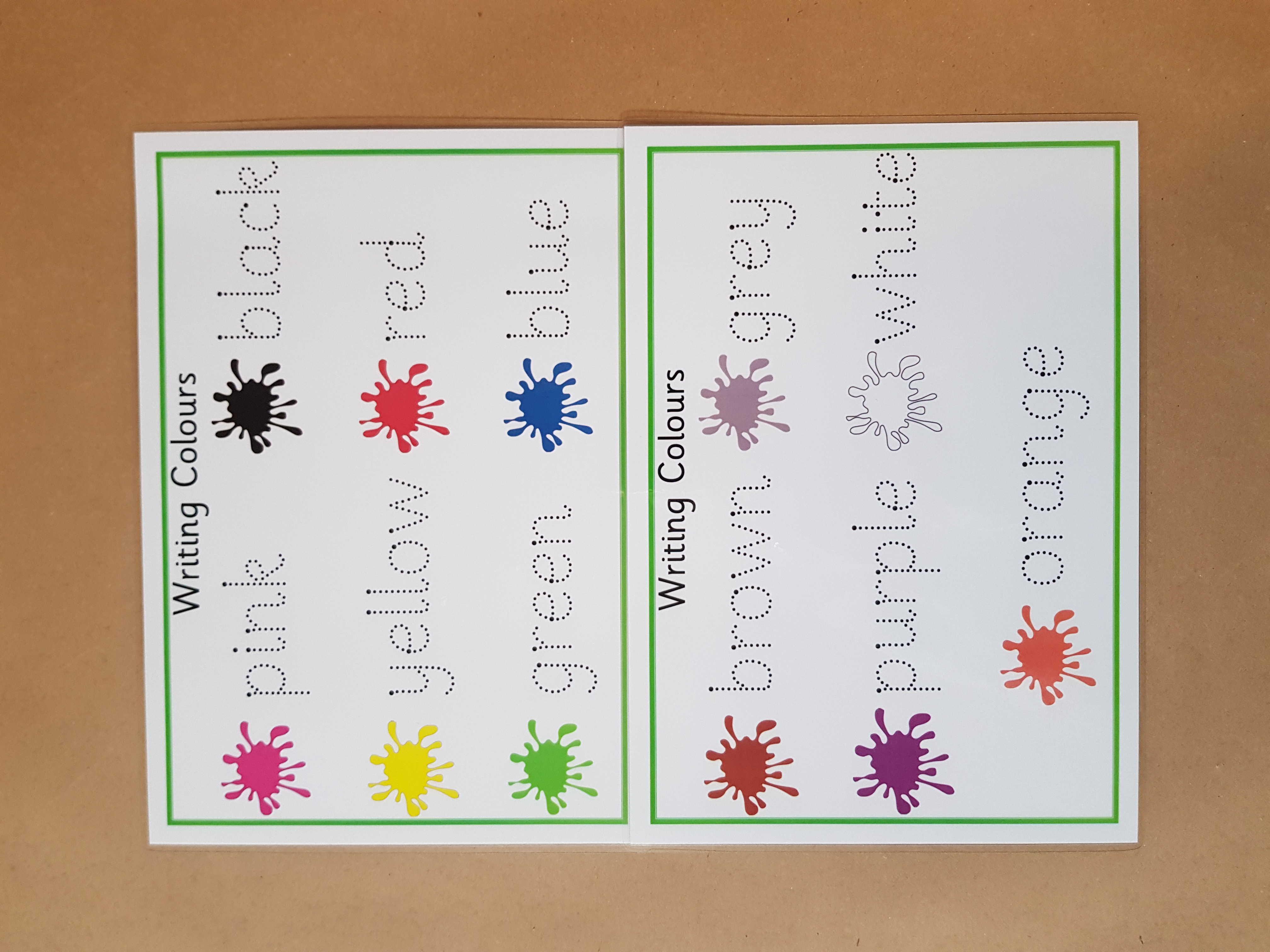 Writing colours - colours formation mat