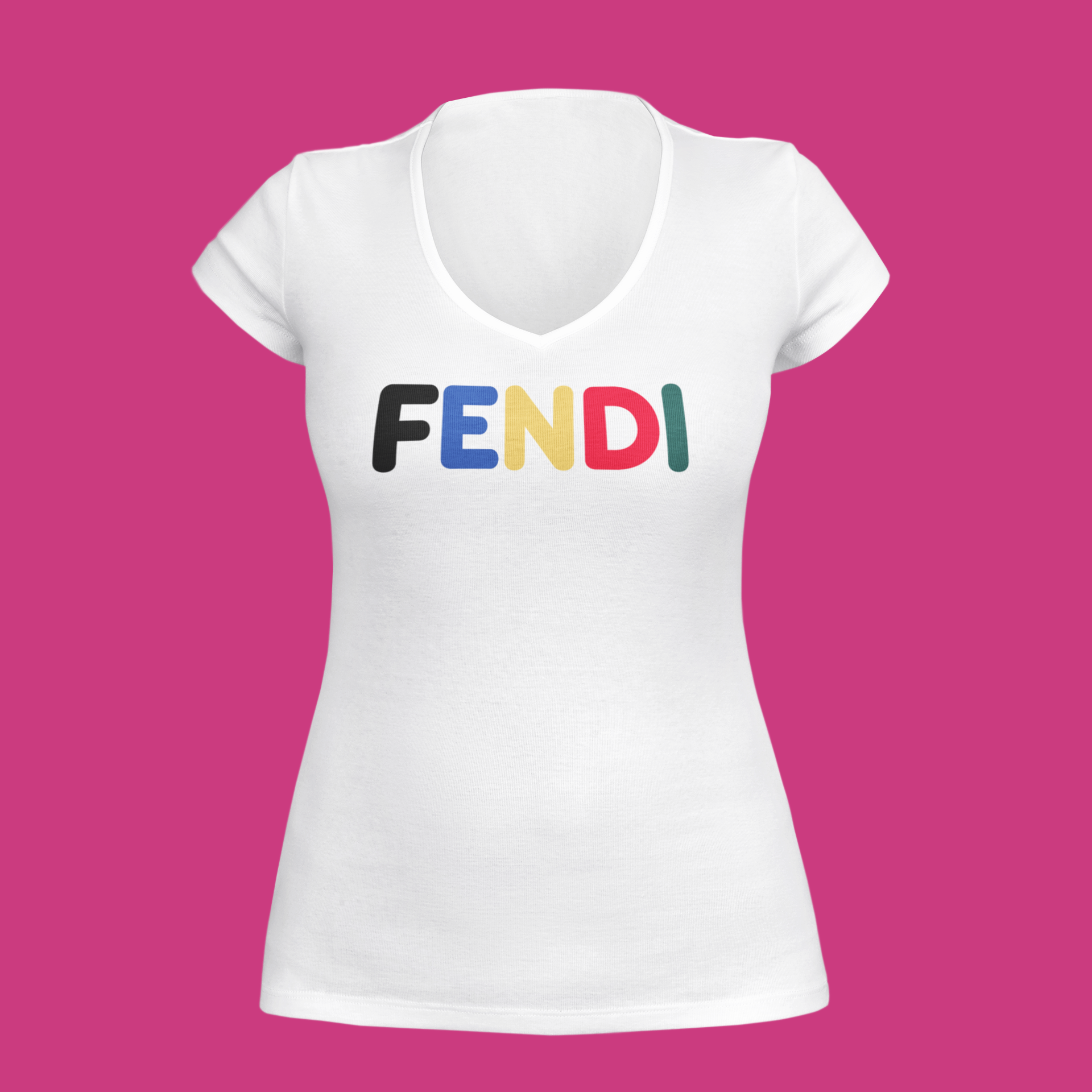 FENDI Women's V neck T-shirt
