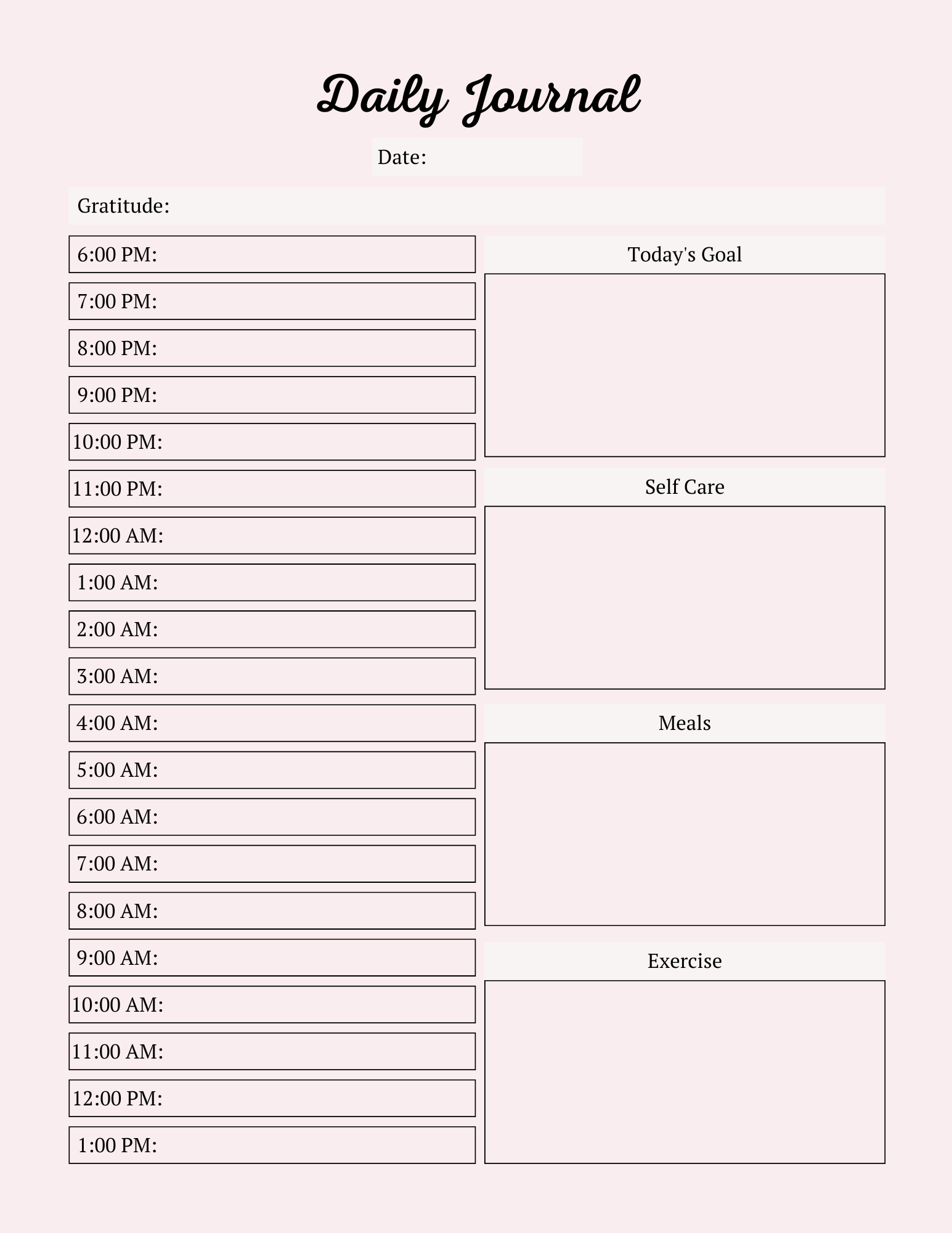 Self Care Planner 