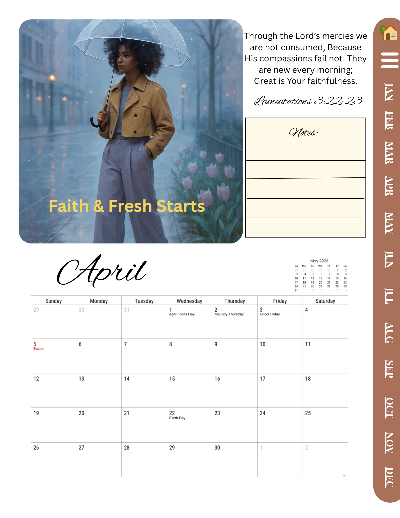 2026 Melanin Inspirational Planner — Digital, Hyperlinked & Faith-Fueled