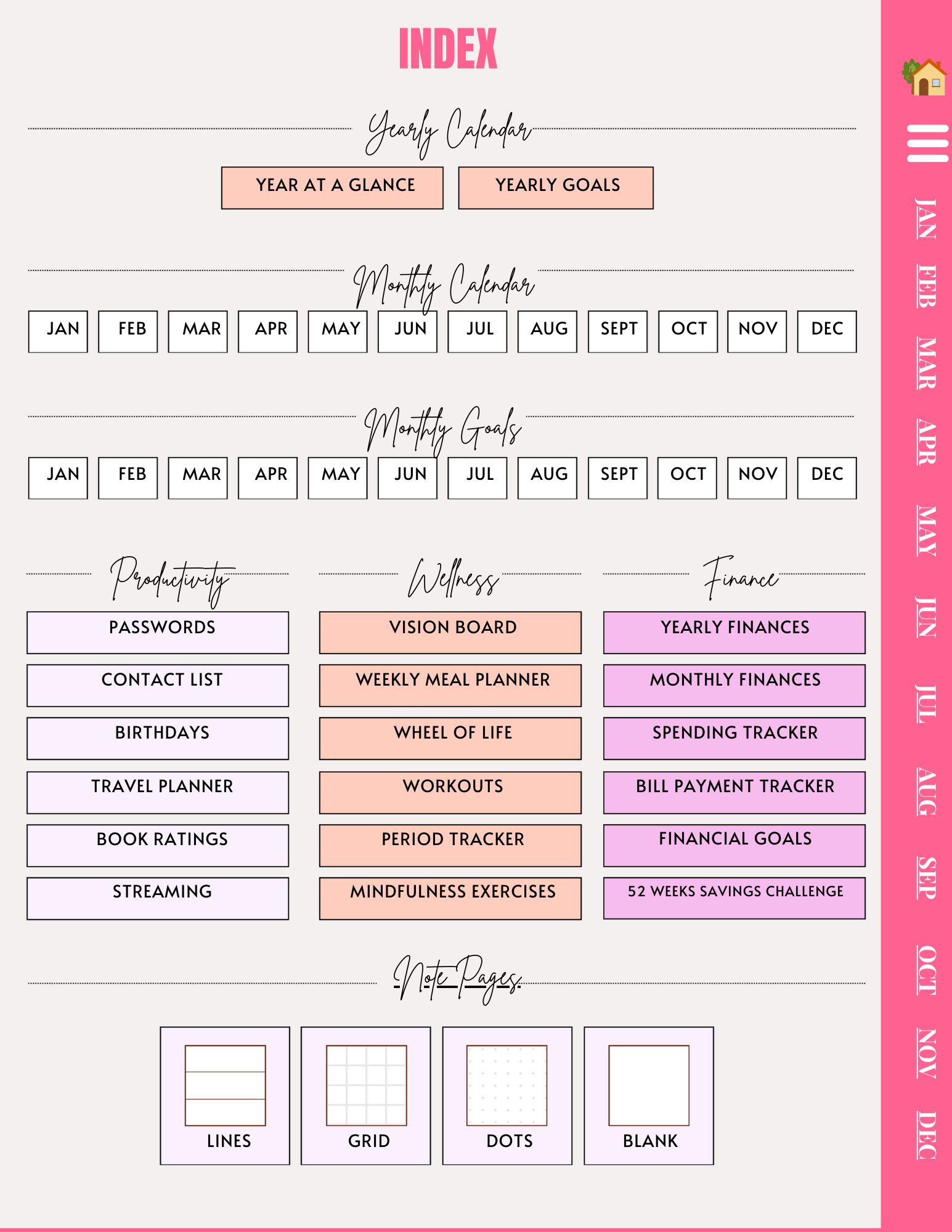 Barbie Pink-Themed Motivational 12‑Month Digital Calendar