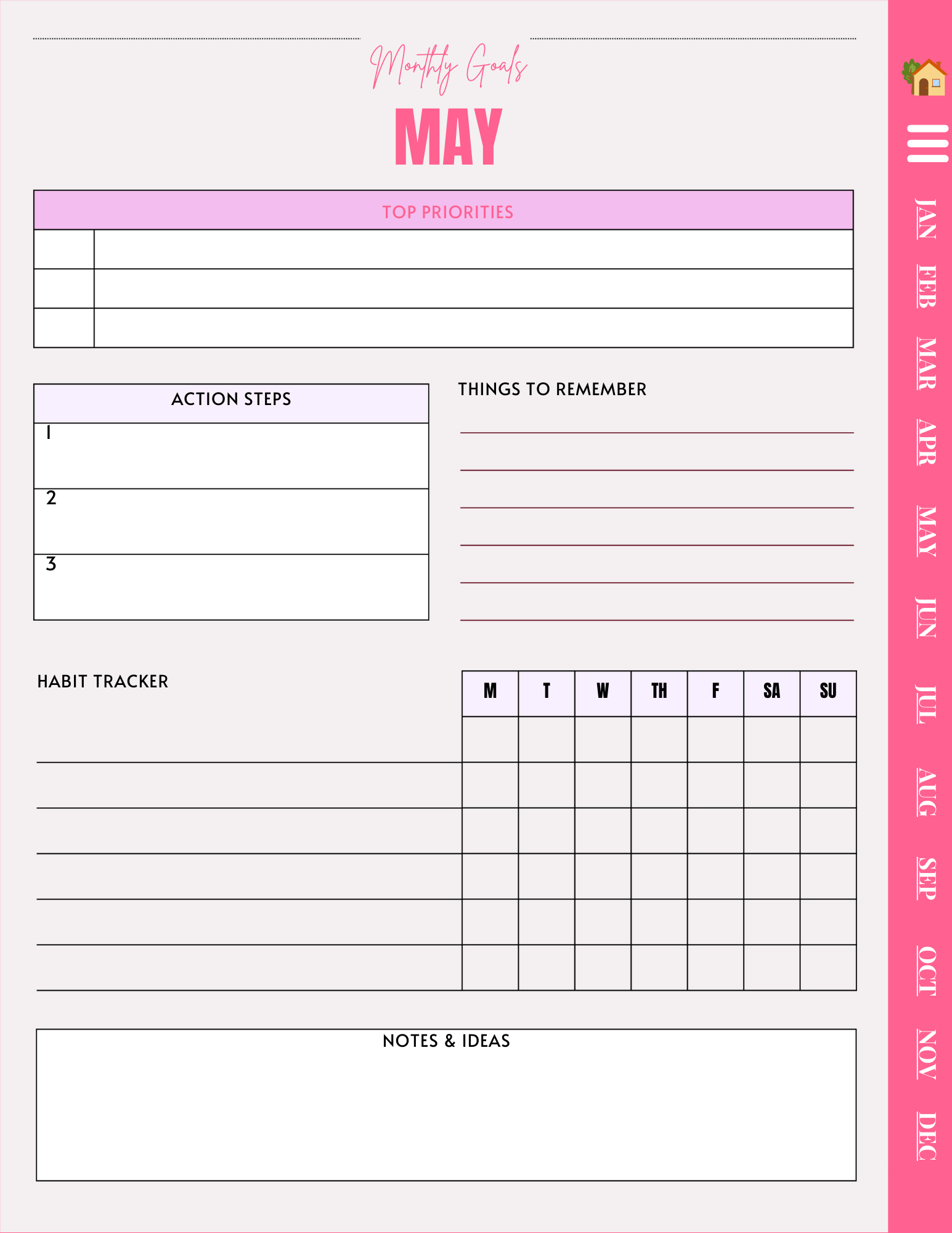 Barbie Pink-Themed Motivational 12‑Month Digital Calendar