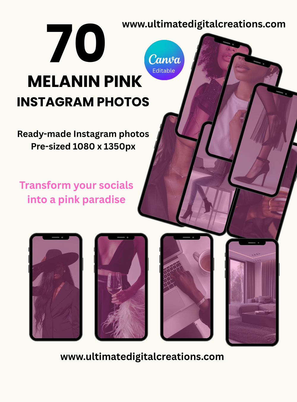 Melanin Pink Positive Affirmation Posts bundle