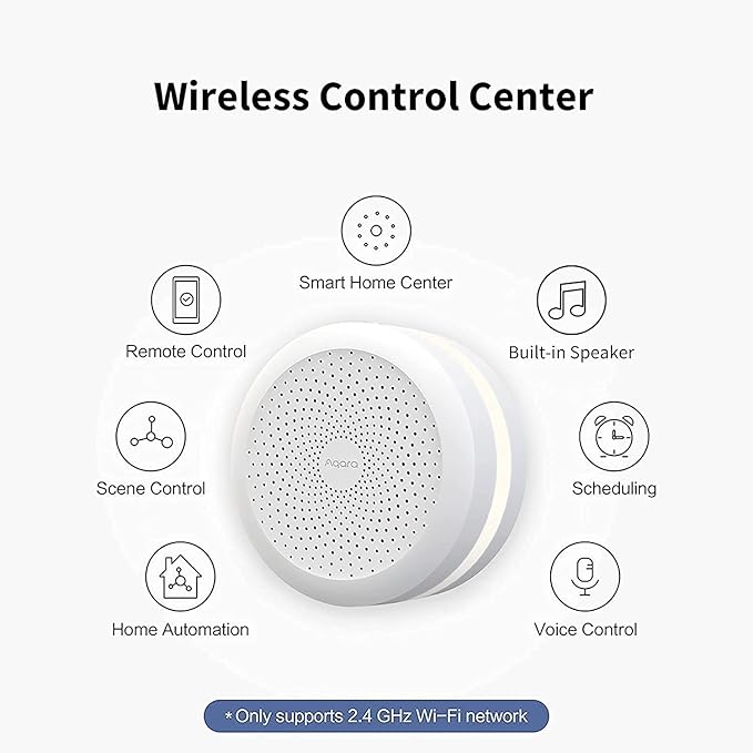 Aqara Hub Domotique M1S Gen 2, Pont sans Fil Smart Home pour Système d'Alarme, Domotique, Moniteur et Contrôle à Distance, Prend en Charge Alexa, Google Assistant, HomeKit et IFTTT