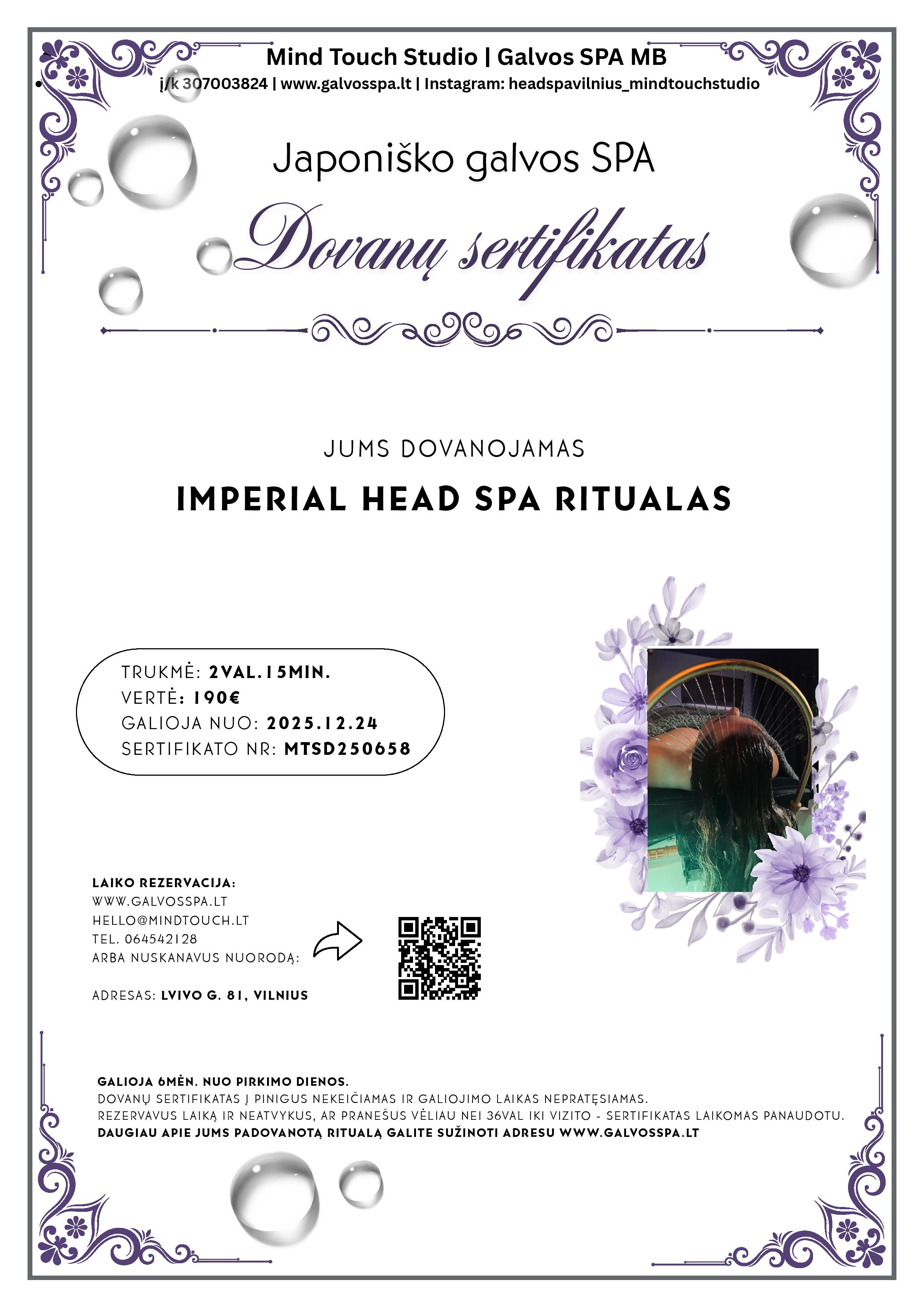 GALVOS SPA DOVANŲ SERTIFIKATAS