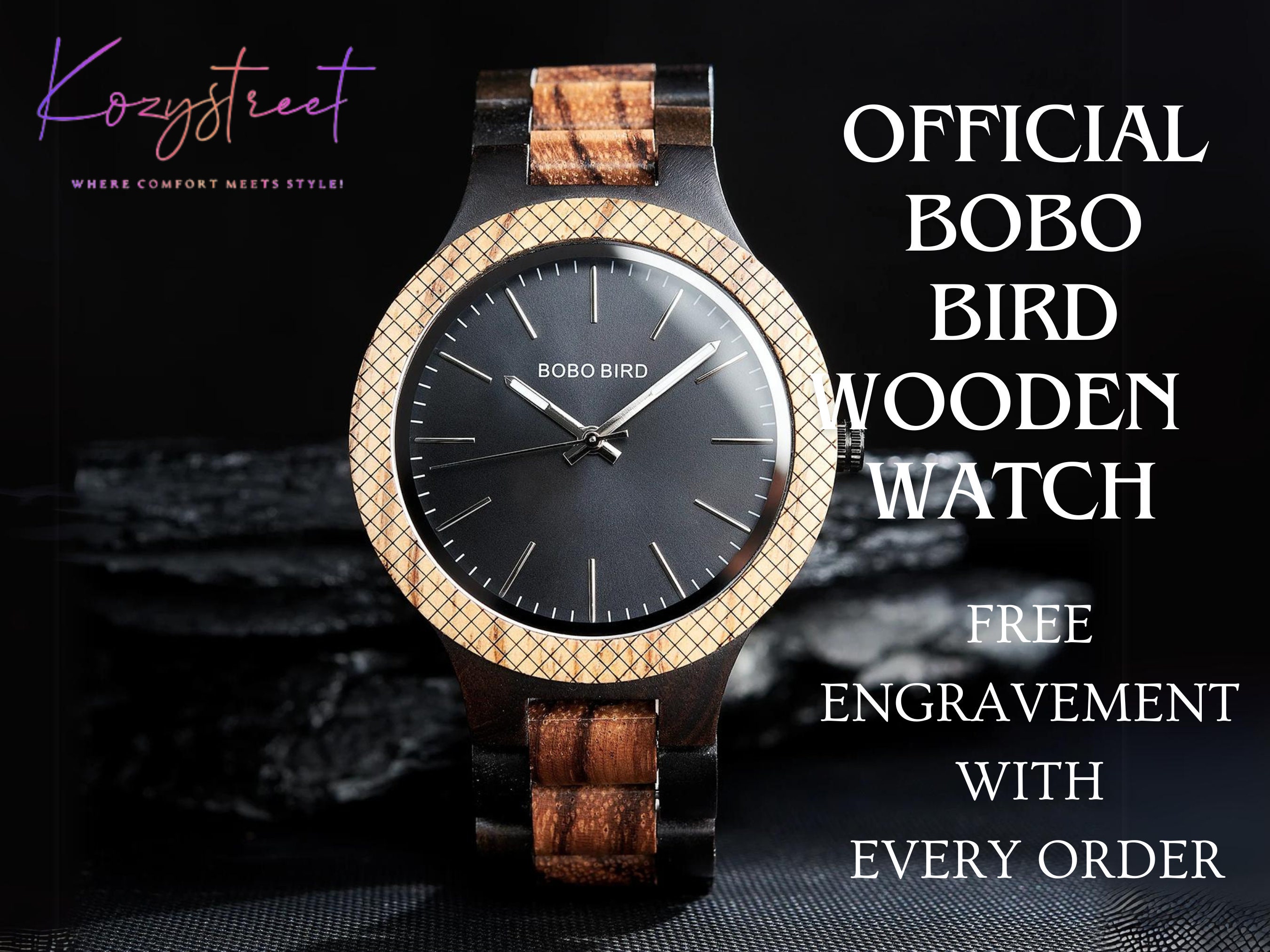 Luxury Custom Engraved Wooden Watch – Handmade Anniversary Gift for Him, Groomsmen, Boyfriend, Dad, Husband, or Son