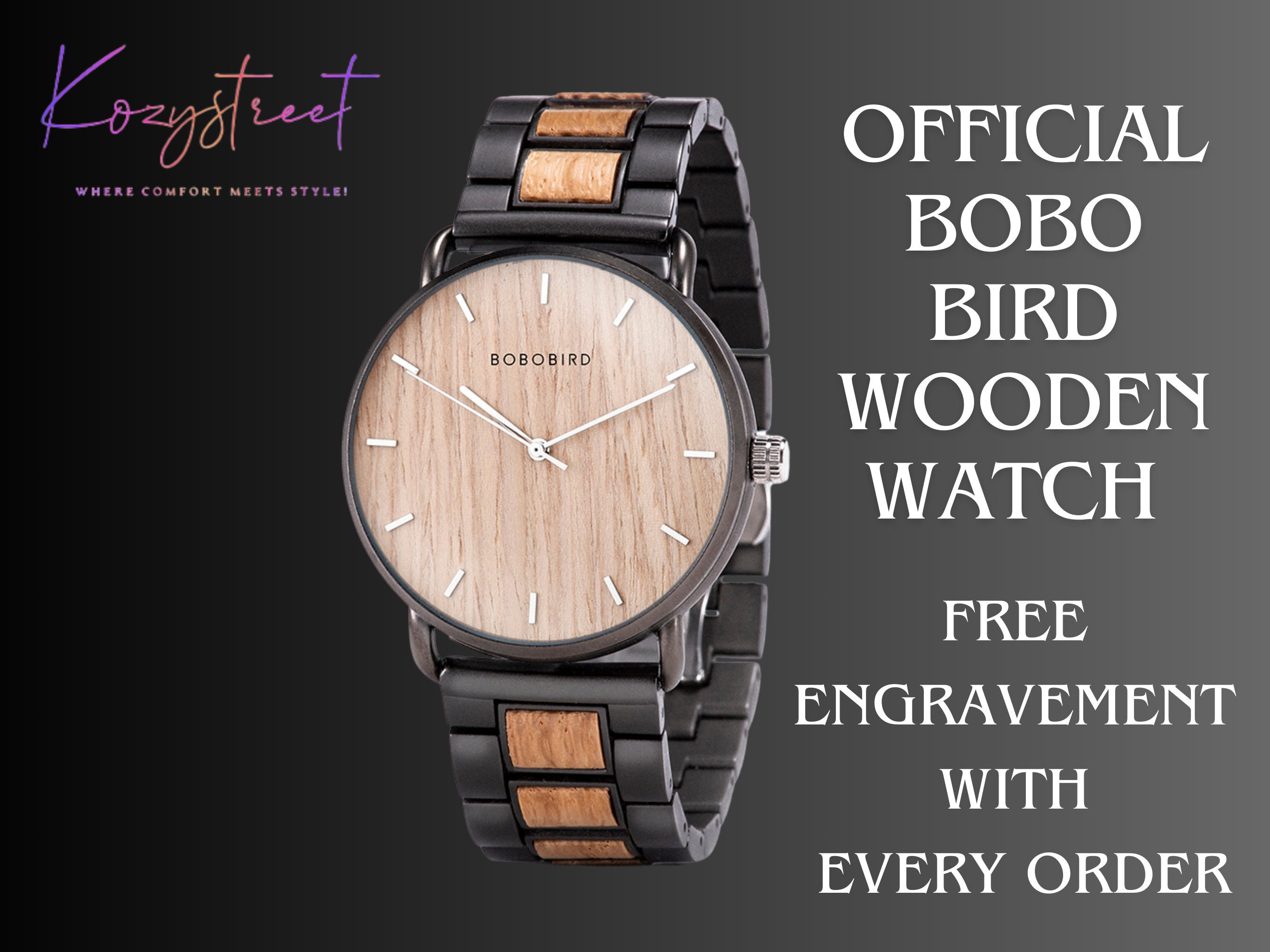Personalized Engraved Wooden Watch – Anniversary Gift for Him, Groomsmen, Dad, Husband, Boyfriend | Stylish Men’s Wood Watch